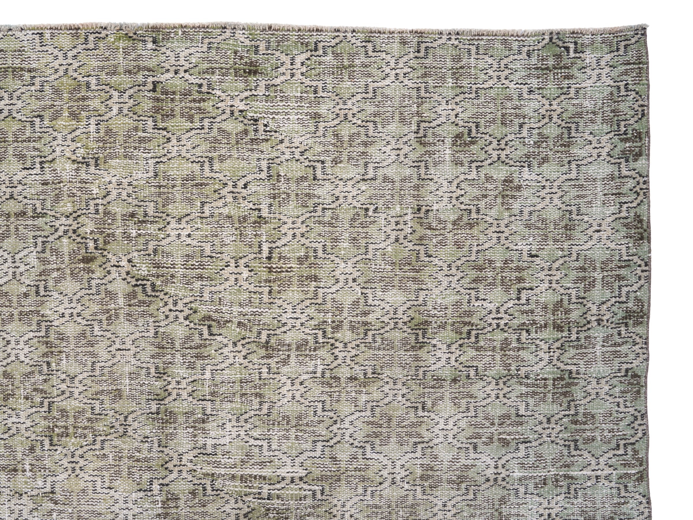 Turkish Manisa area rug in taupe and greige, view 8 of 10