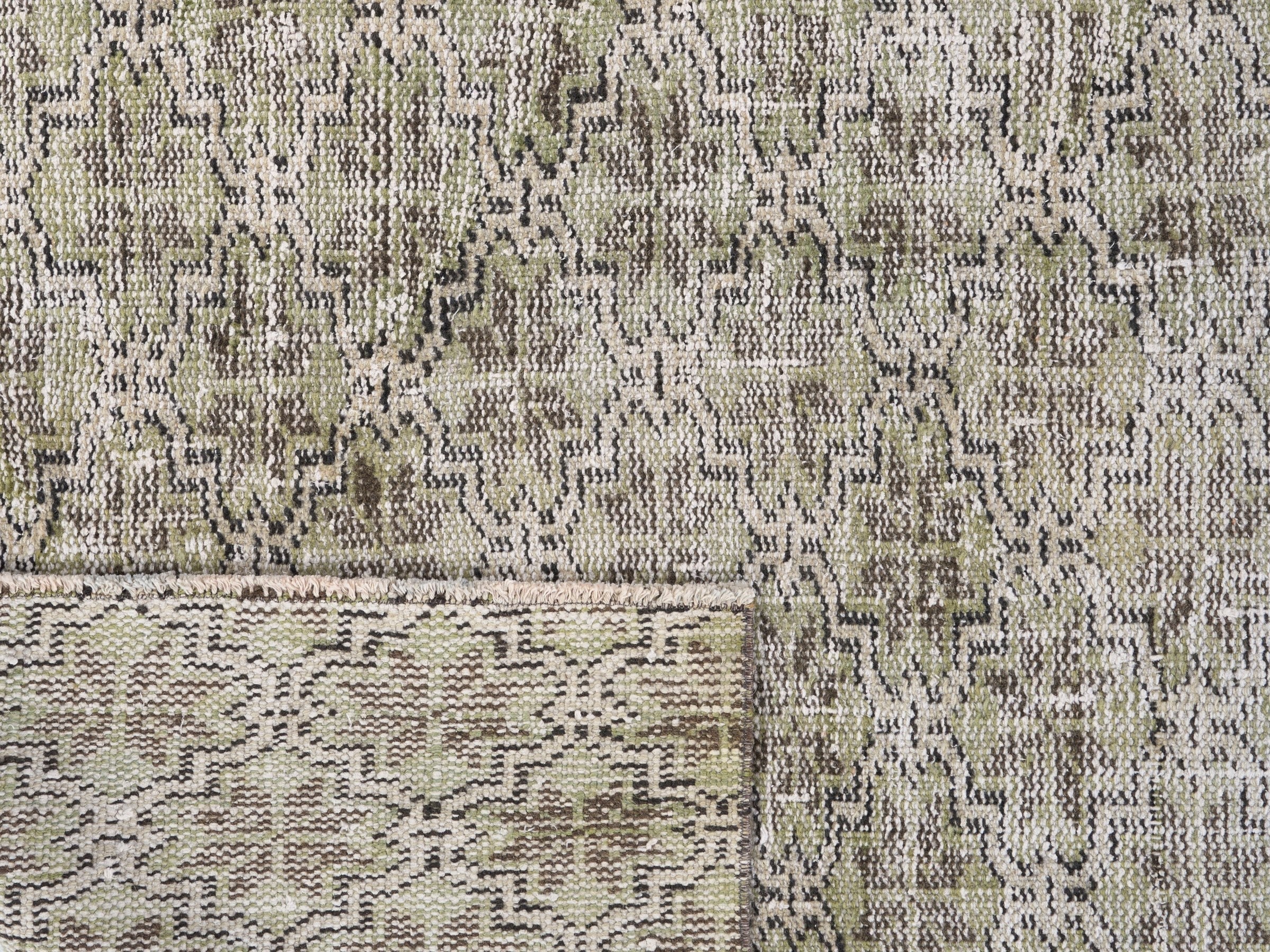 Turkish Manisa area rug in taupe and greige, view 10 of 10