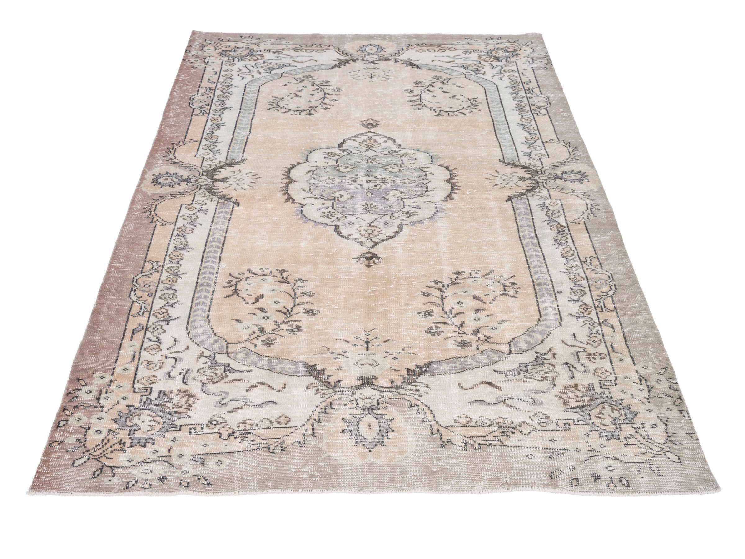 Turkish Isparta area rug in cream and greige, view 2 of 10