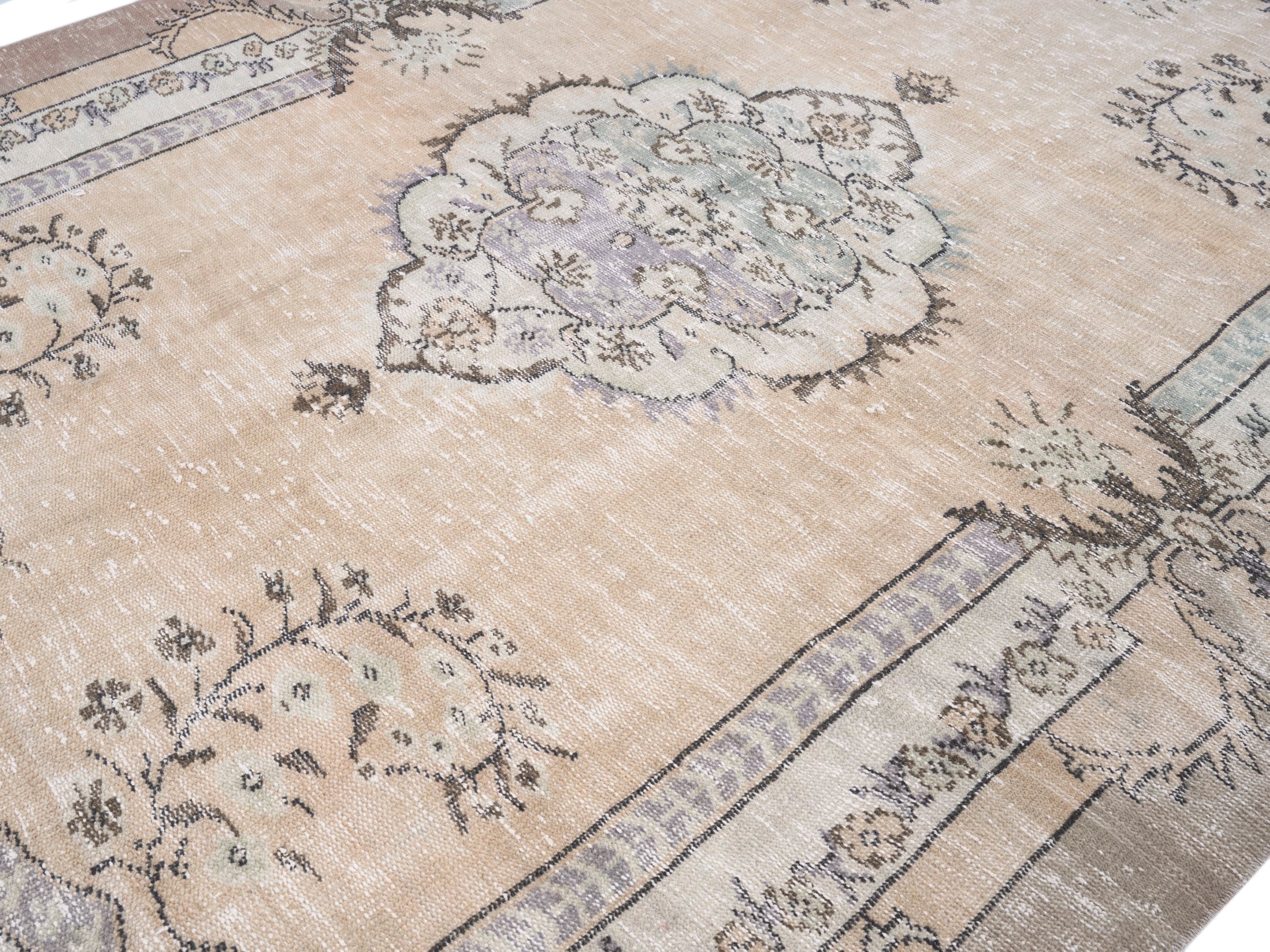 Turkish Isparta area rug in cream and greige, view 5 of 10