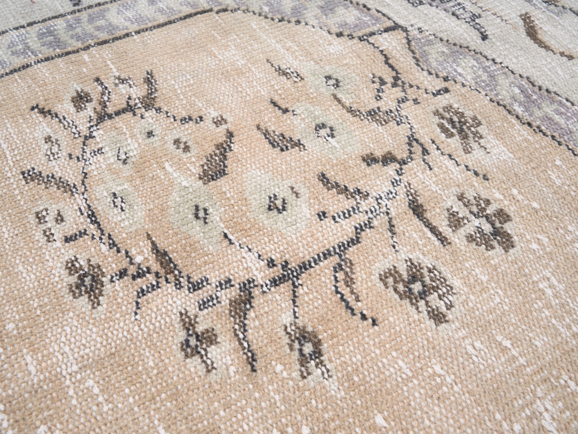 Turkish Isparta area rug in cream and greige, view 7 of 10