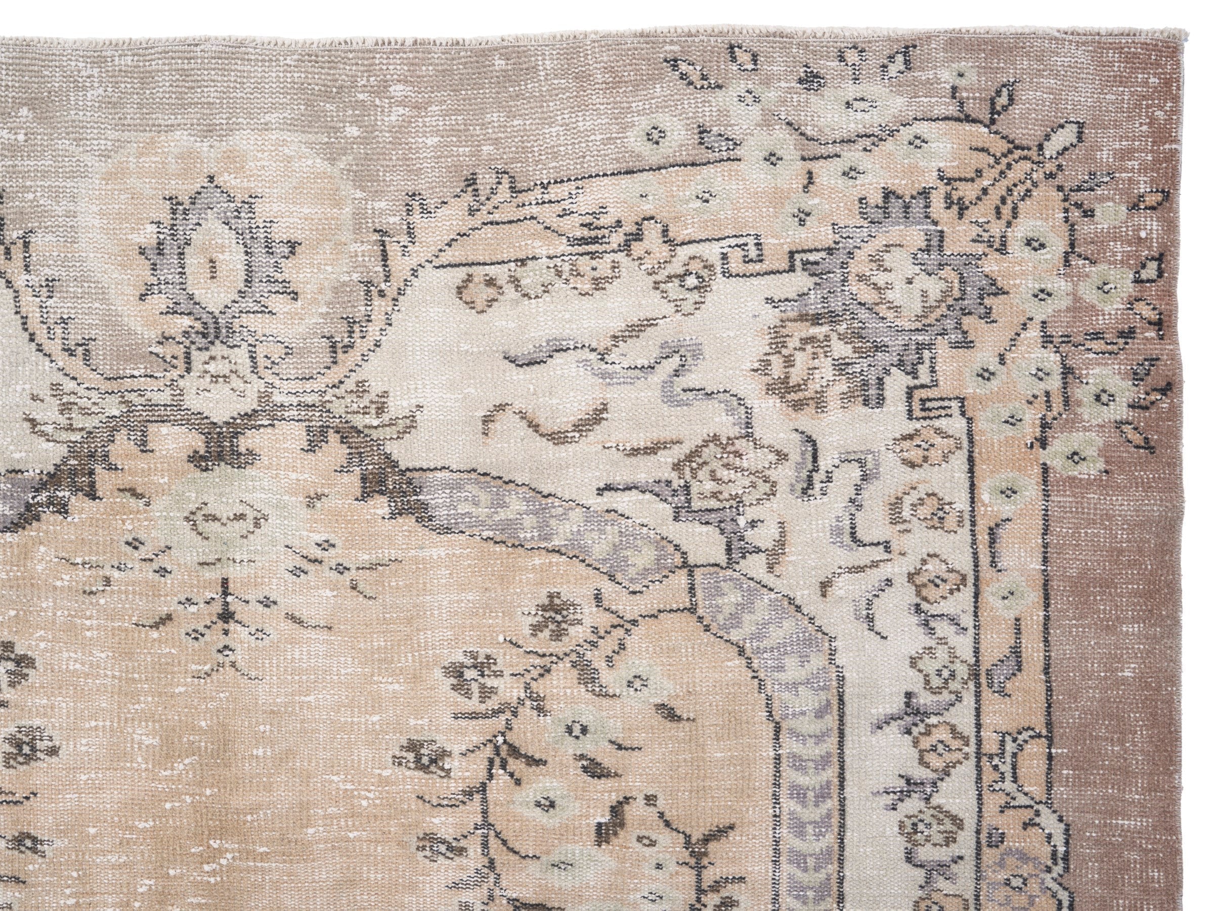 Turkish Isparta area rug in cream and greige, view 8 of 10