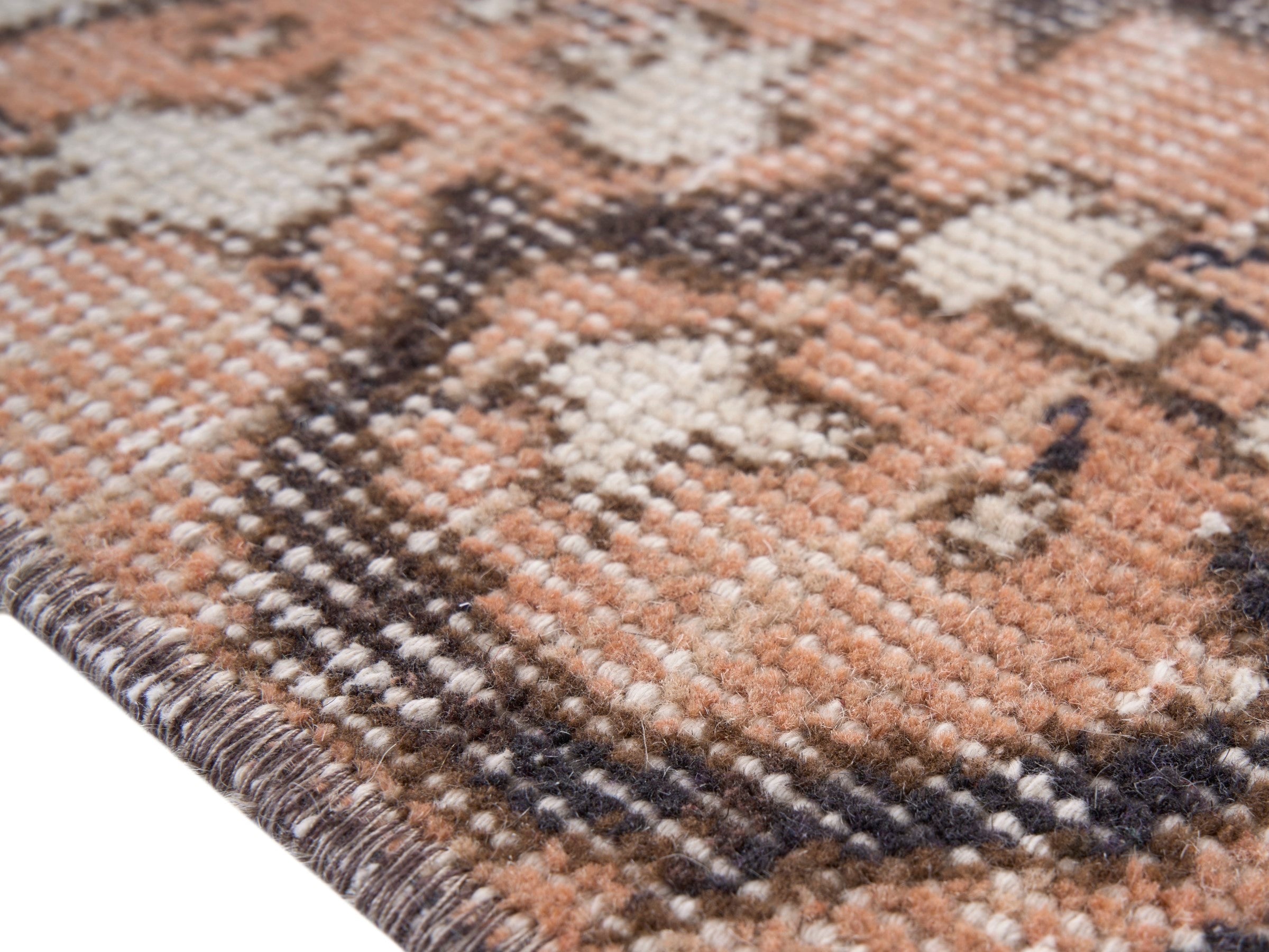 Turkish Isparta area rug in cream and muted pink, view 6 of 10
