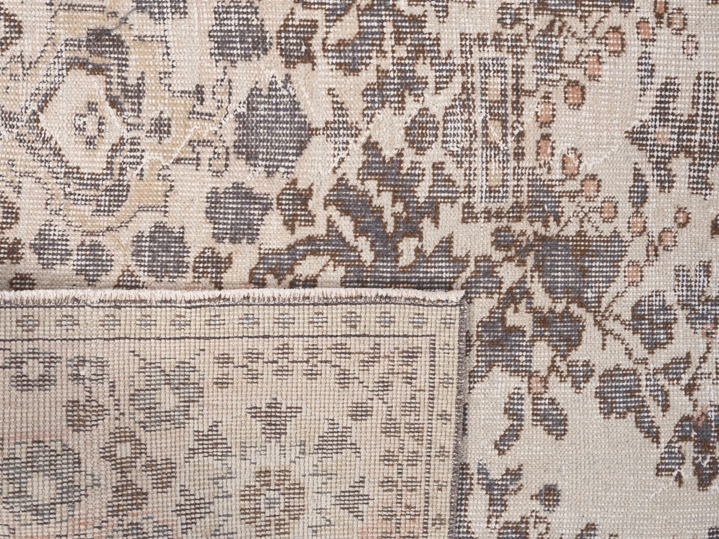 Turkish Isparta area rug in cream and muted pink, view 10 of 10