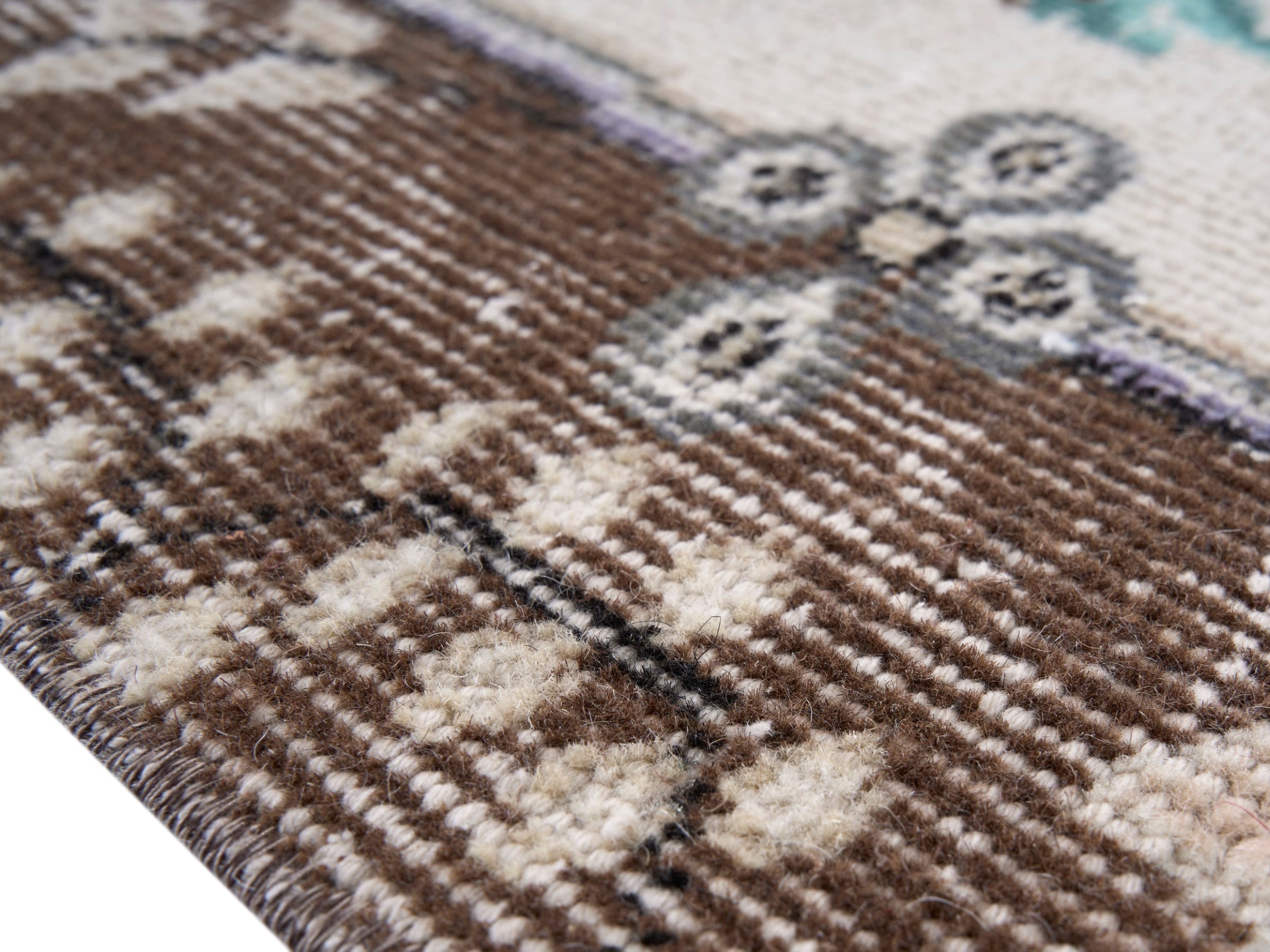Turkish Isparta area rug in lilac and cream, view 6 of 10