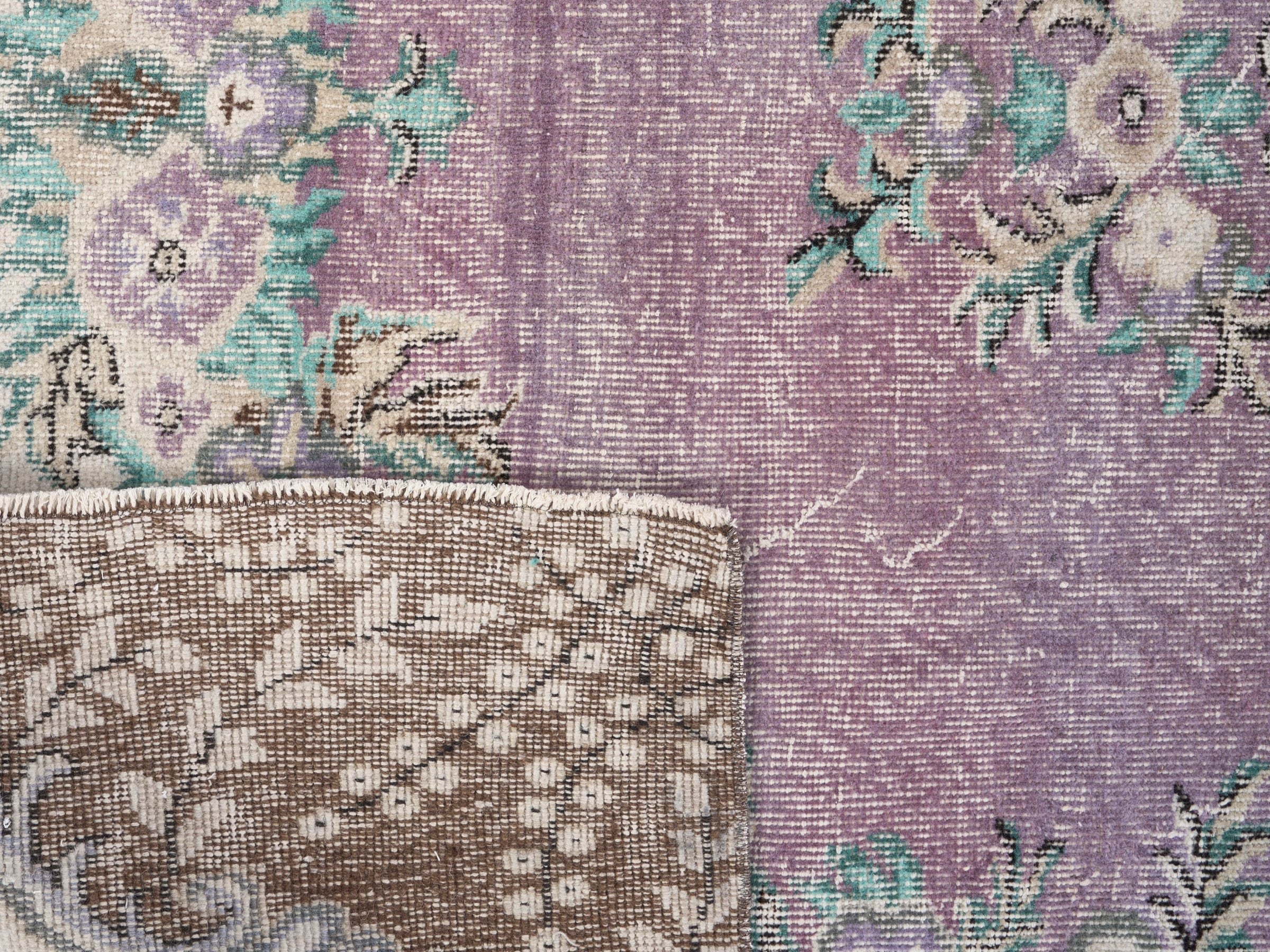 Turkish Isparta area rug in lilac and cream, view 10 of 10