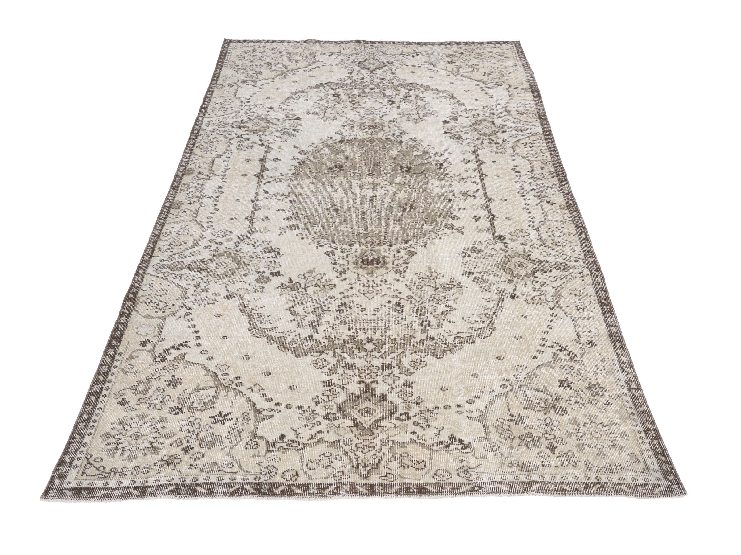 Turkish Isparta area rug in cream and taupe, view 2 of 10