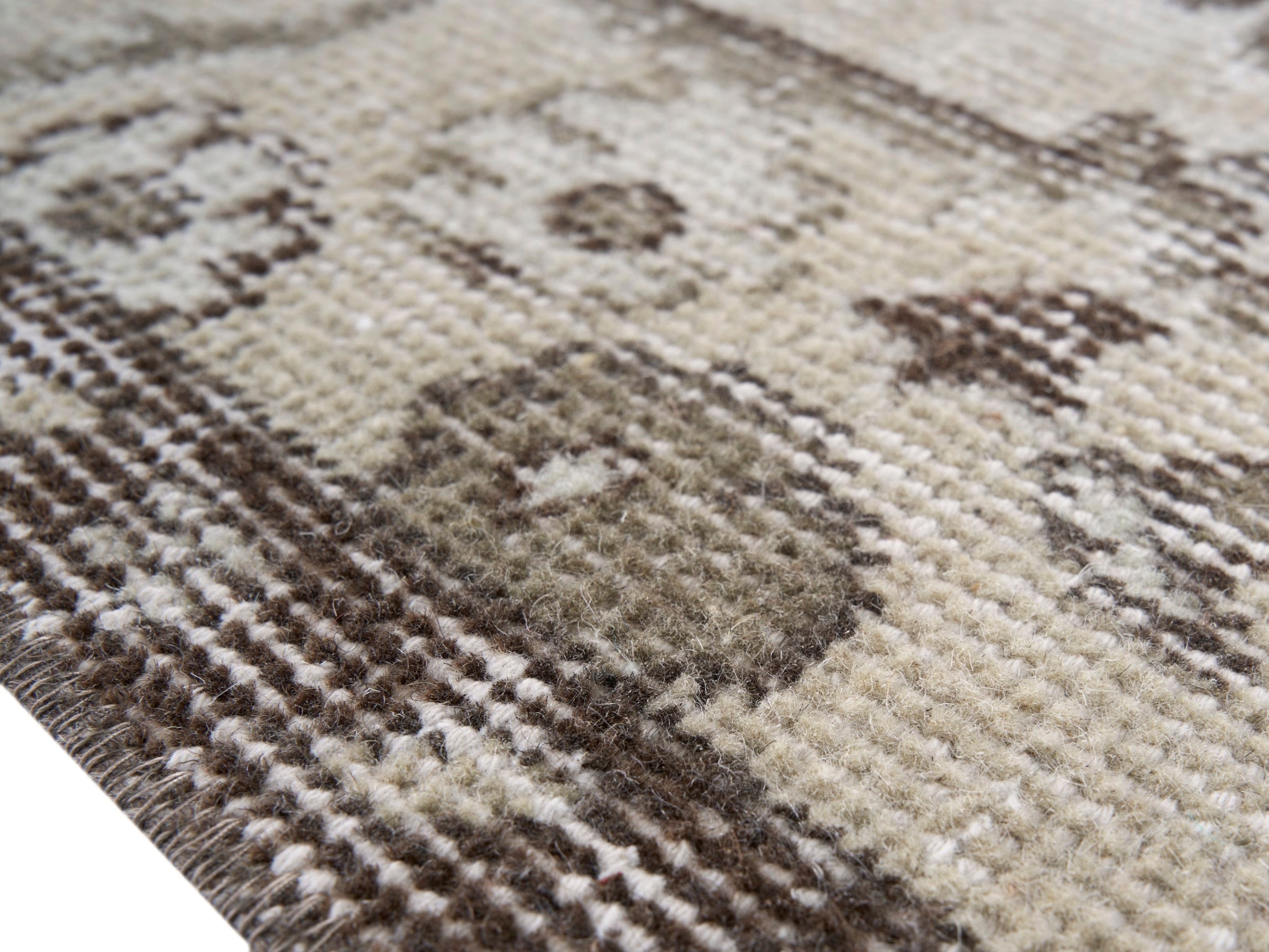 Turkish Isparta area rug in cream and taupe, view 6 of 10