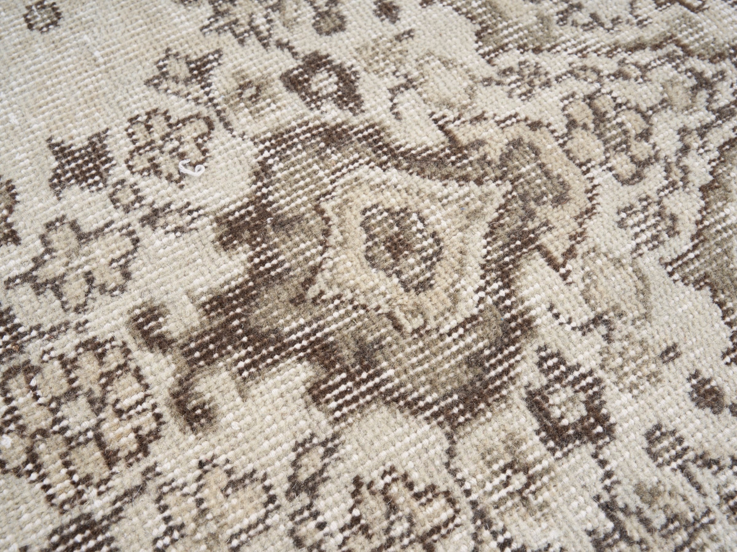 Turkish Isparta area rug in cream and taupe, view 7 of 10