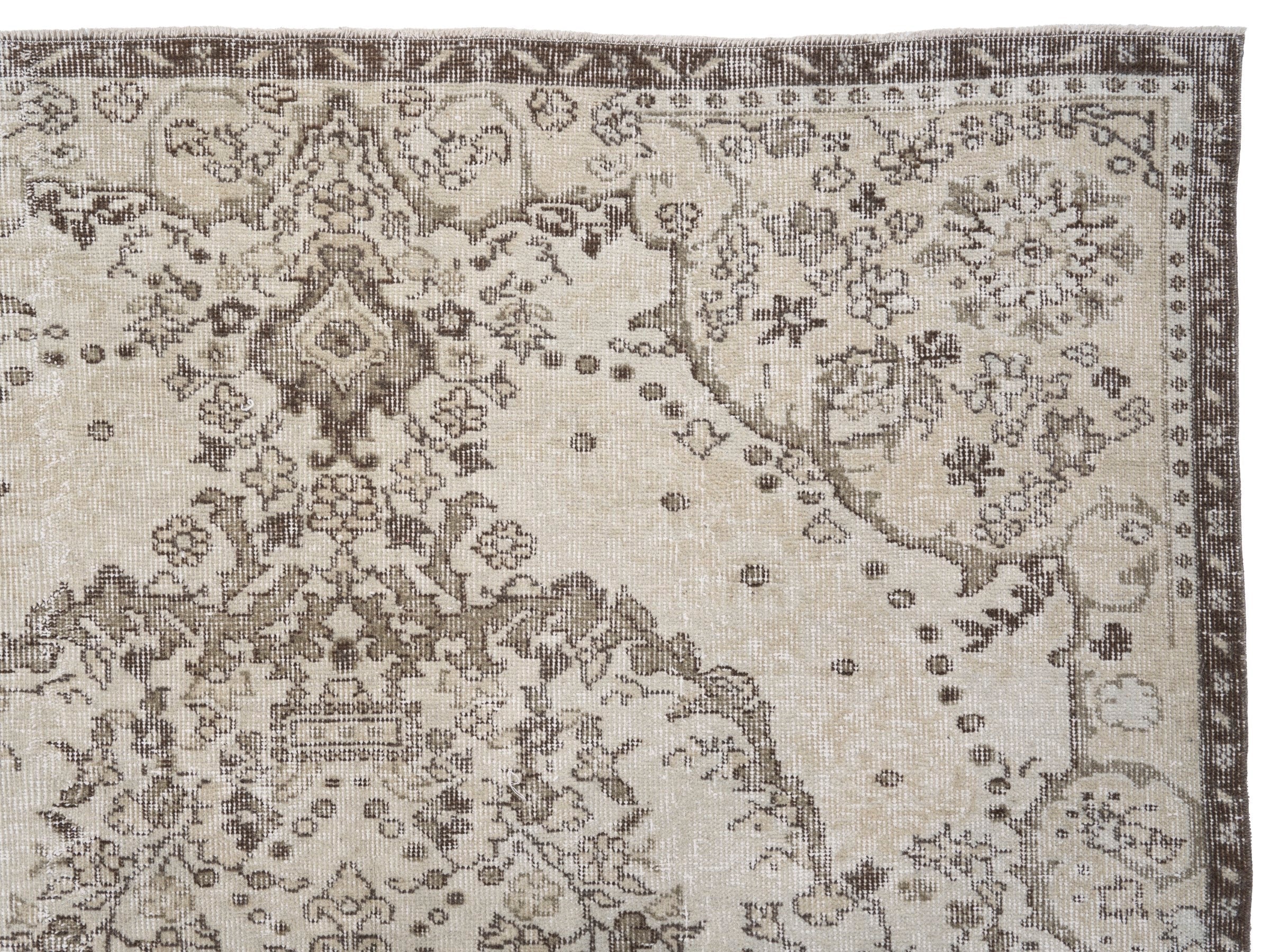 Turkish Isparta area rug in cream and taupe, view 8 of 10