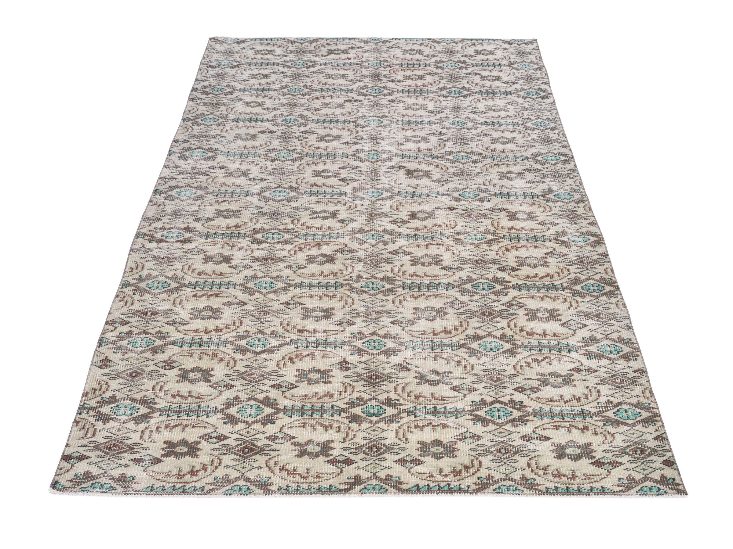 Turkish Manisa area rug in cream and greige, view 2 of 10