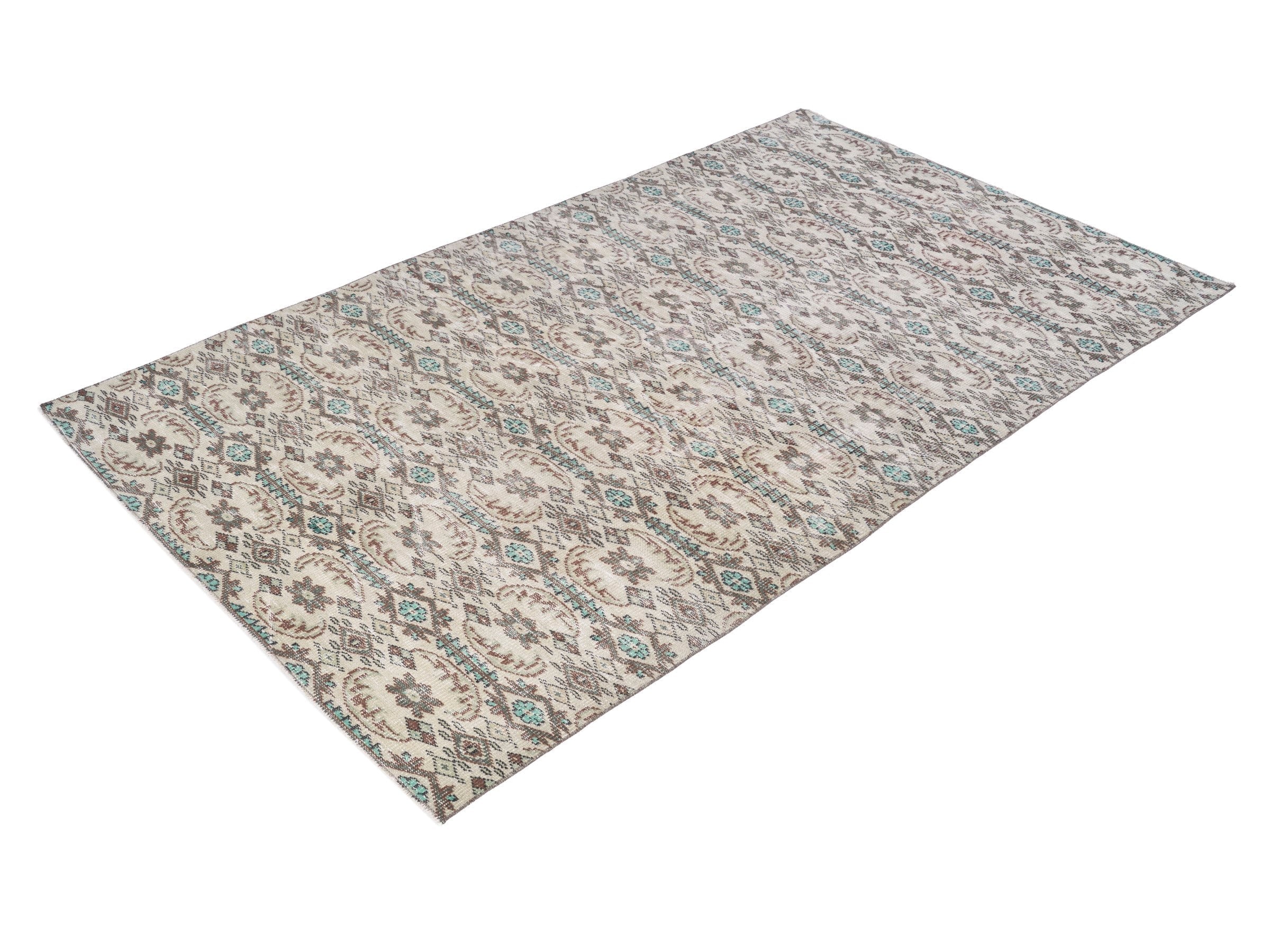Turkish Manisa area rug in cream and greige, view 3 of 10