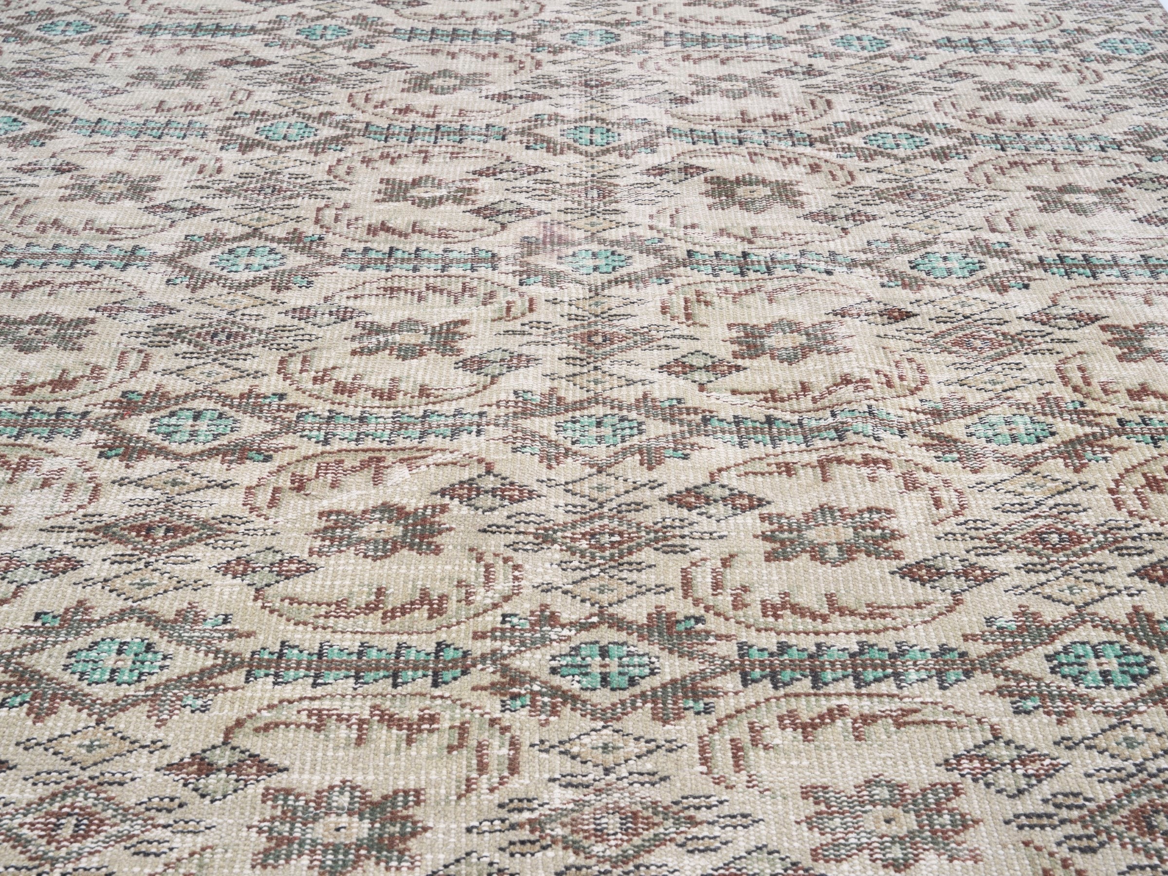 Turkish Manisa area rug in cream and greige, view 4 of 10