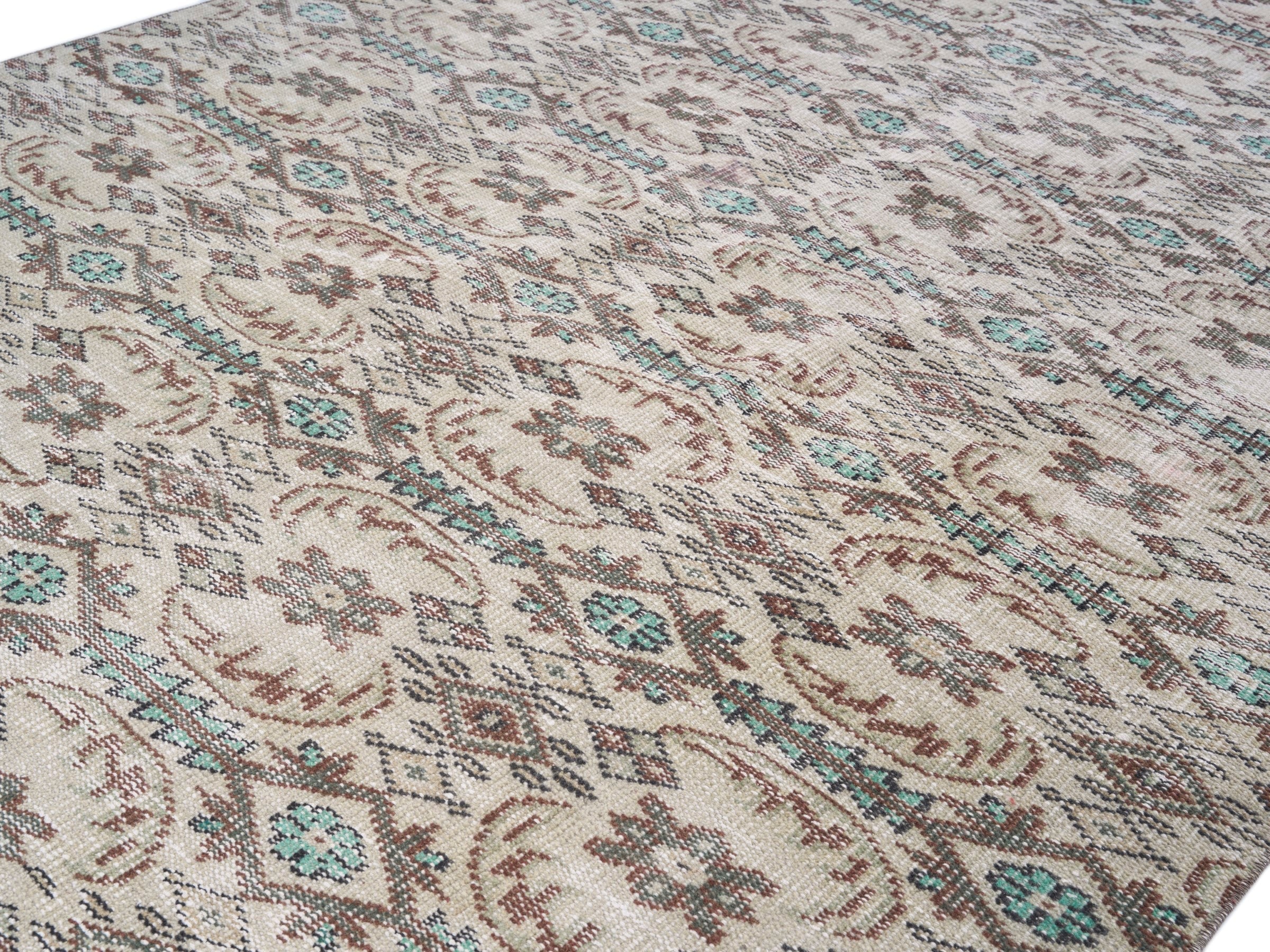 Turkish Manisa area rug in cream and greige, view 5 of 10