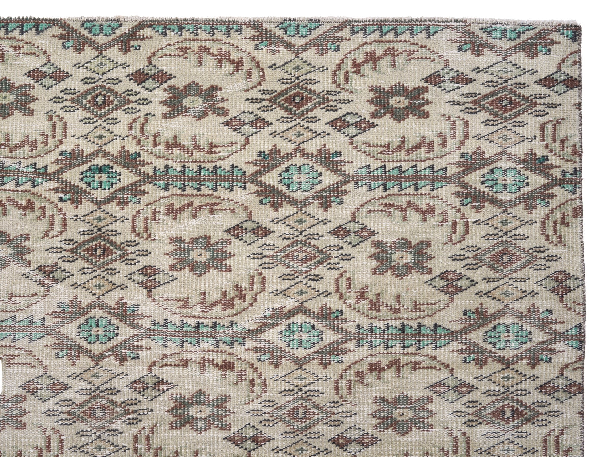 Turkish Manisa area rug in cream and greige, view 8 of 10