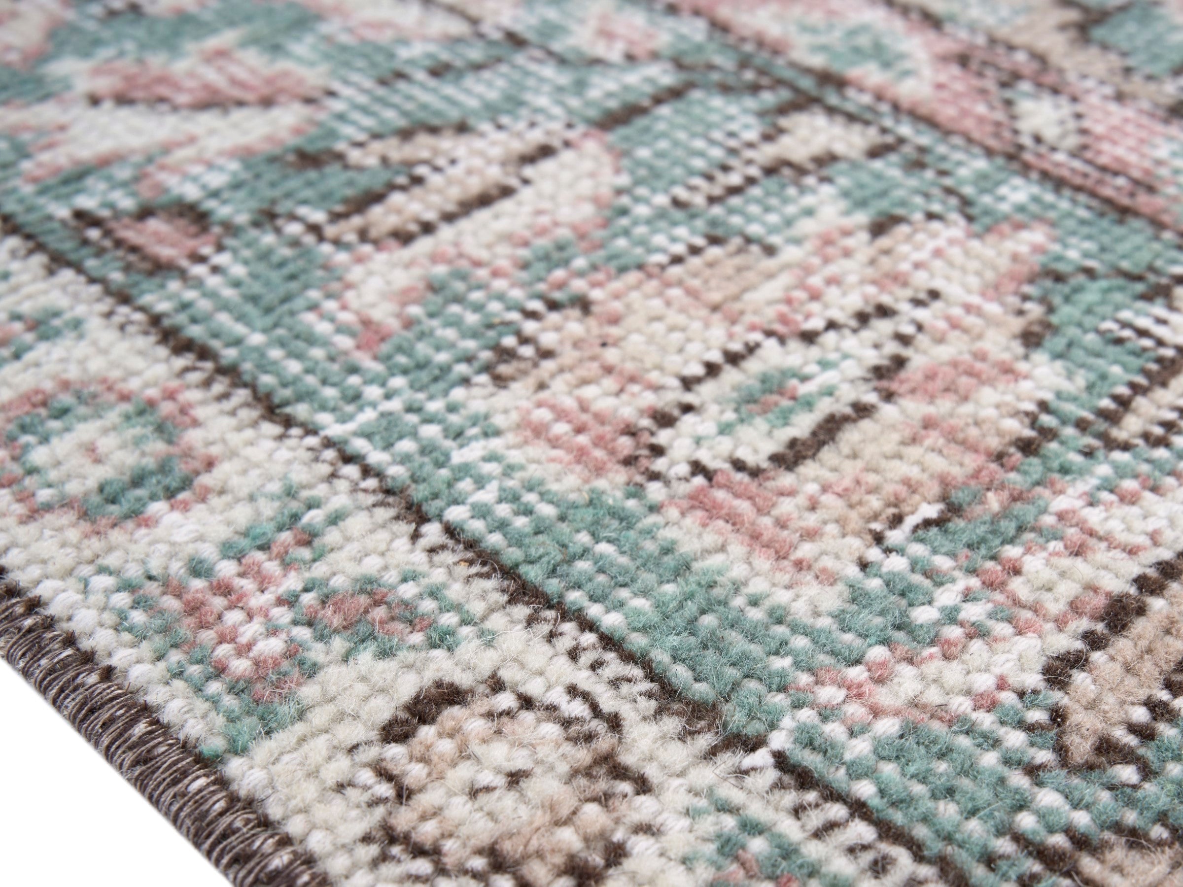 Turkish Isparta area rug in cream and sage, view 6 of 10