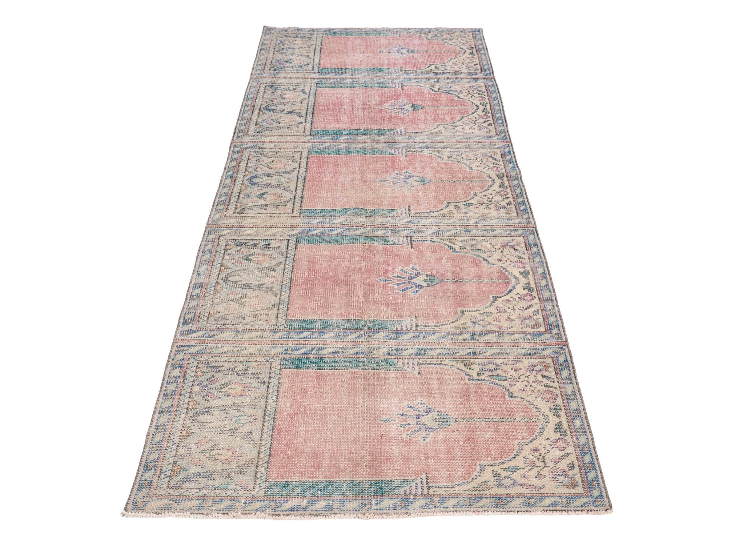 Turkish Isparta area rug in muted pink and cream, view 2 of 10