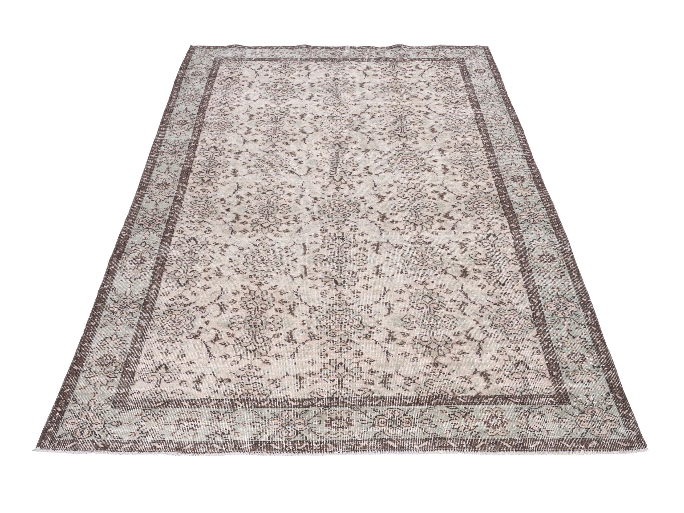 Turkish Isparta area rug in cream and greige, view 2 of 10