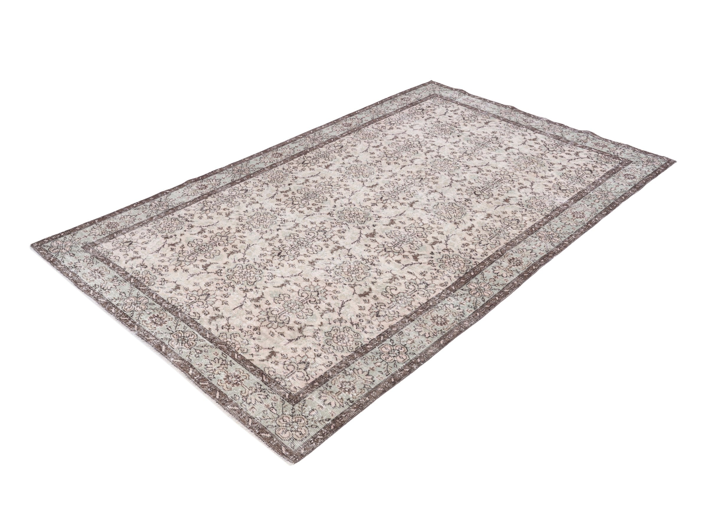 Turkish Isparta area rug in cream and greige, view 3 of 10
