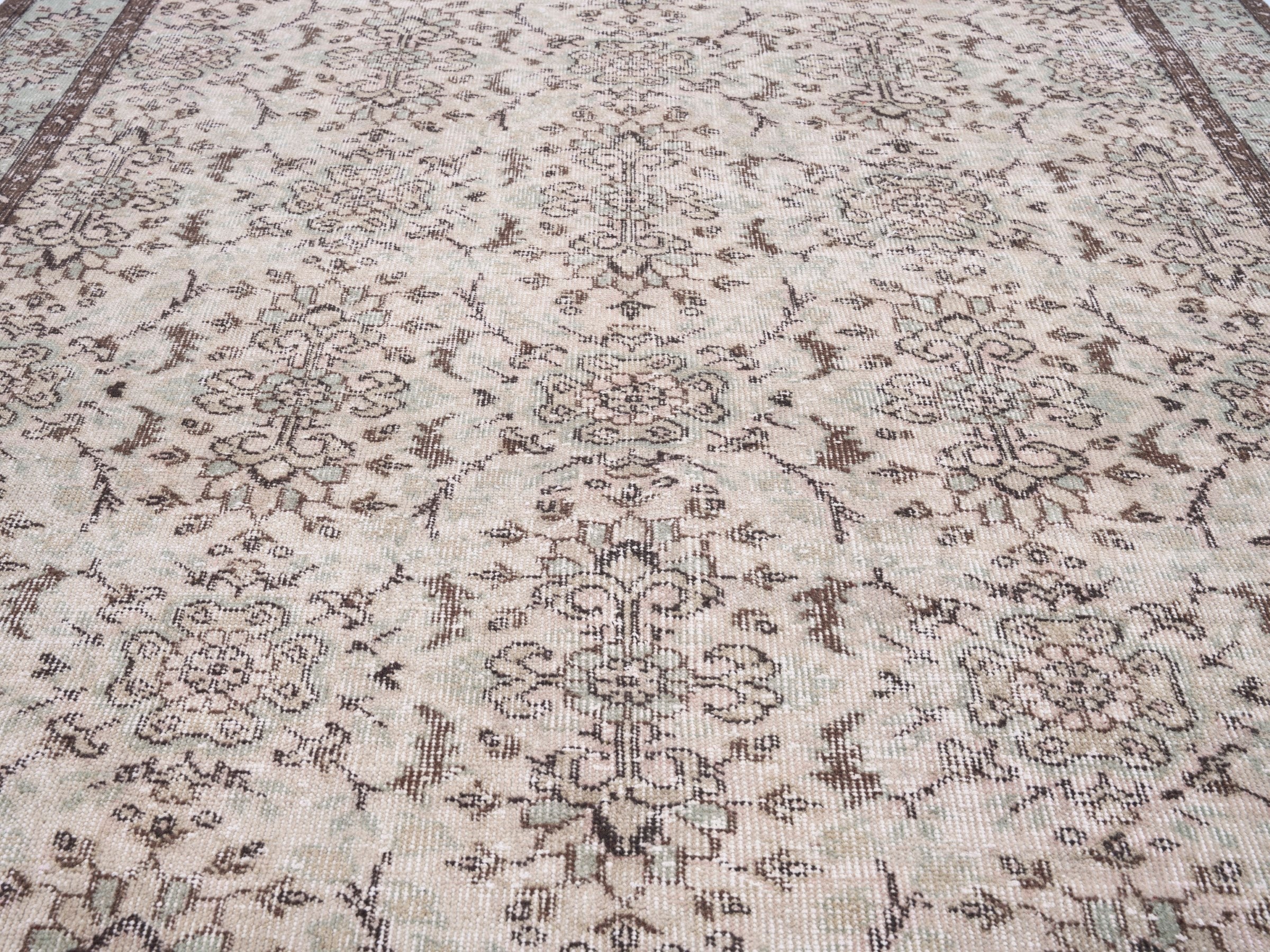 Turkish Isparta area rug in cream and greige, view 4 of 10