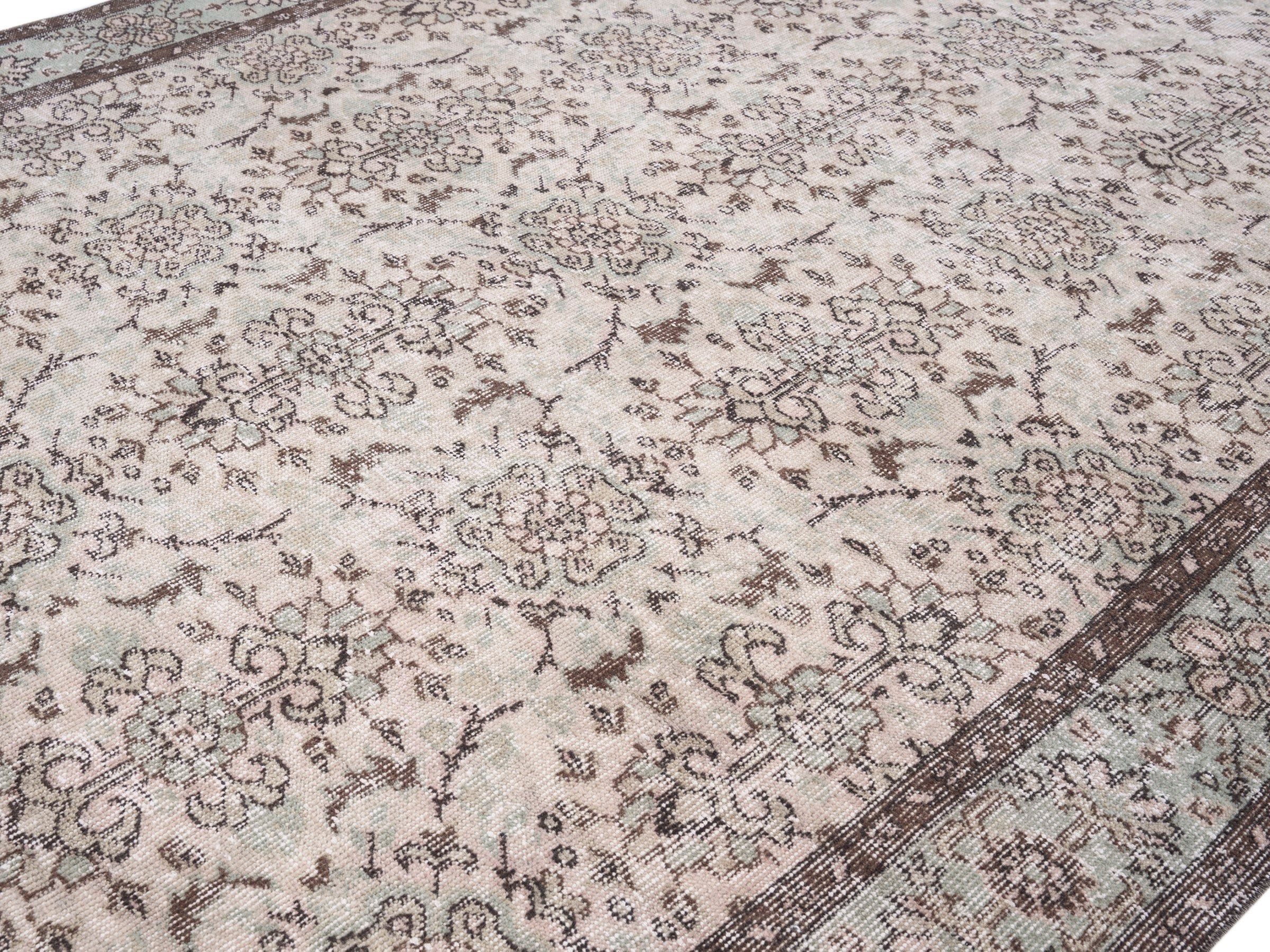 Turkish Isparta area rug in cream and greige, view 5 of 10