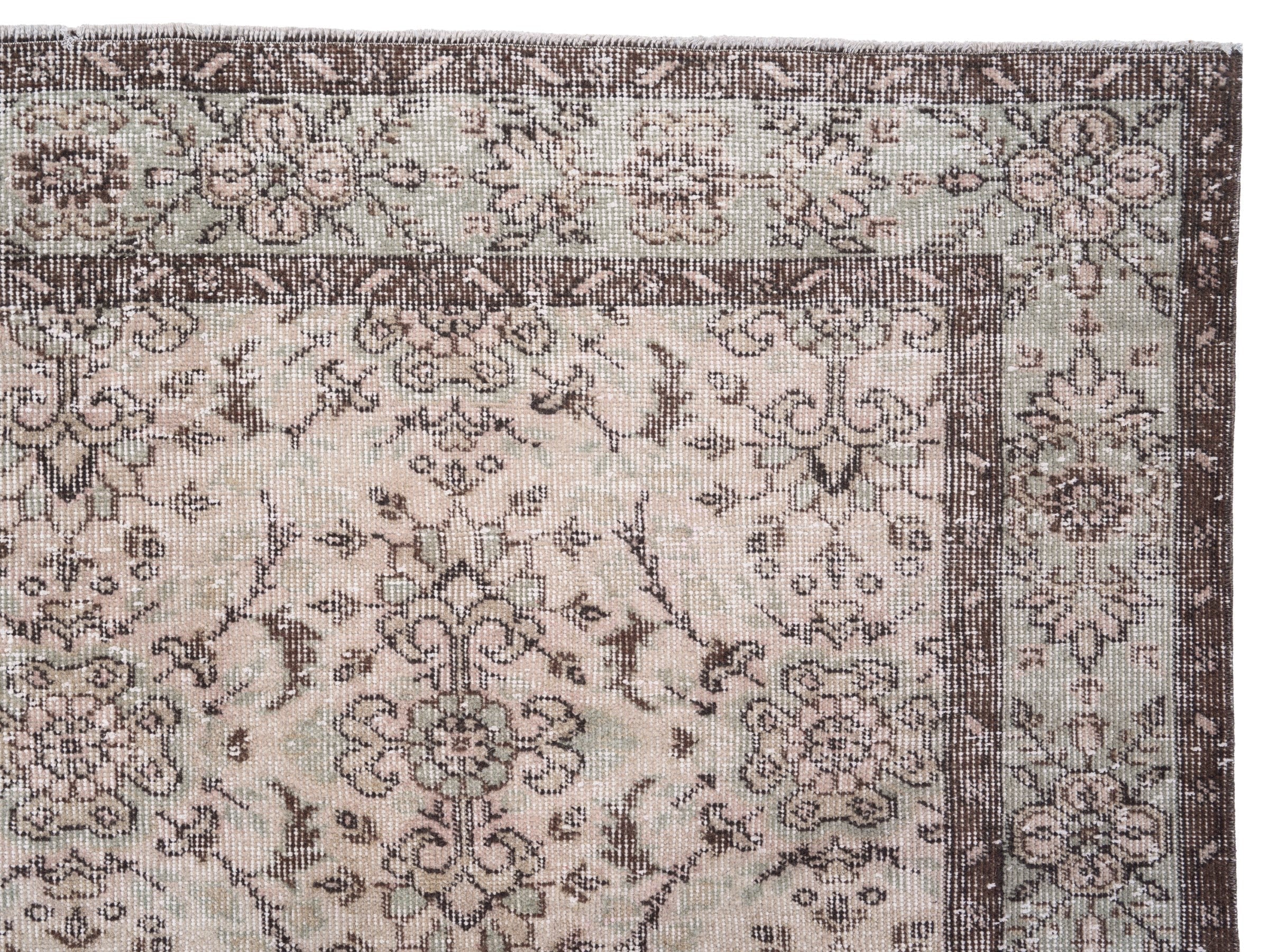 Turkish Isparta area rug in cream and greige, view 8 of 10