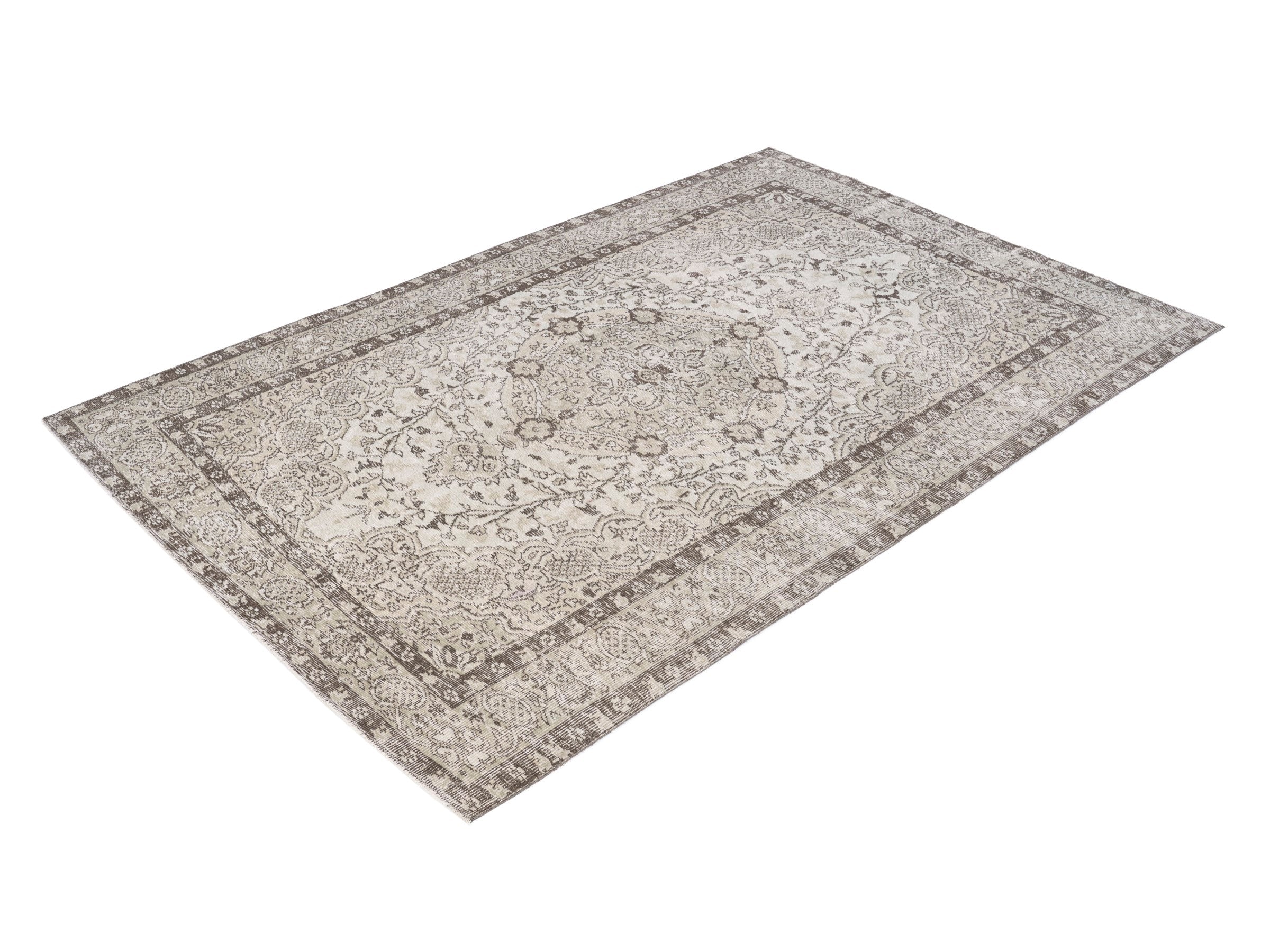 Turkish Isparta area rug in cream and taupe, view 3 of 10