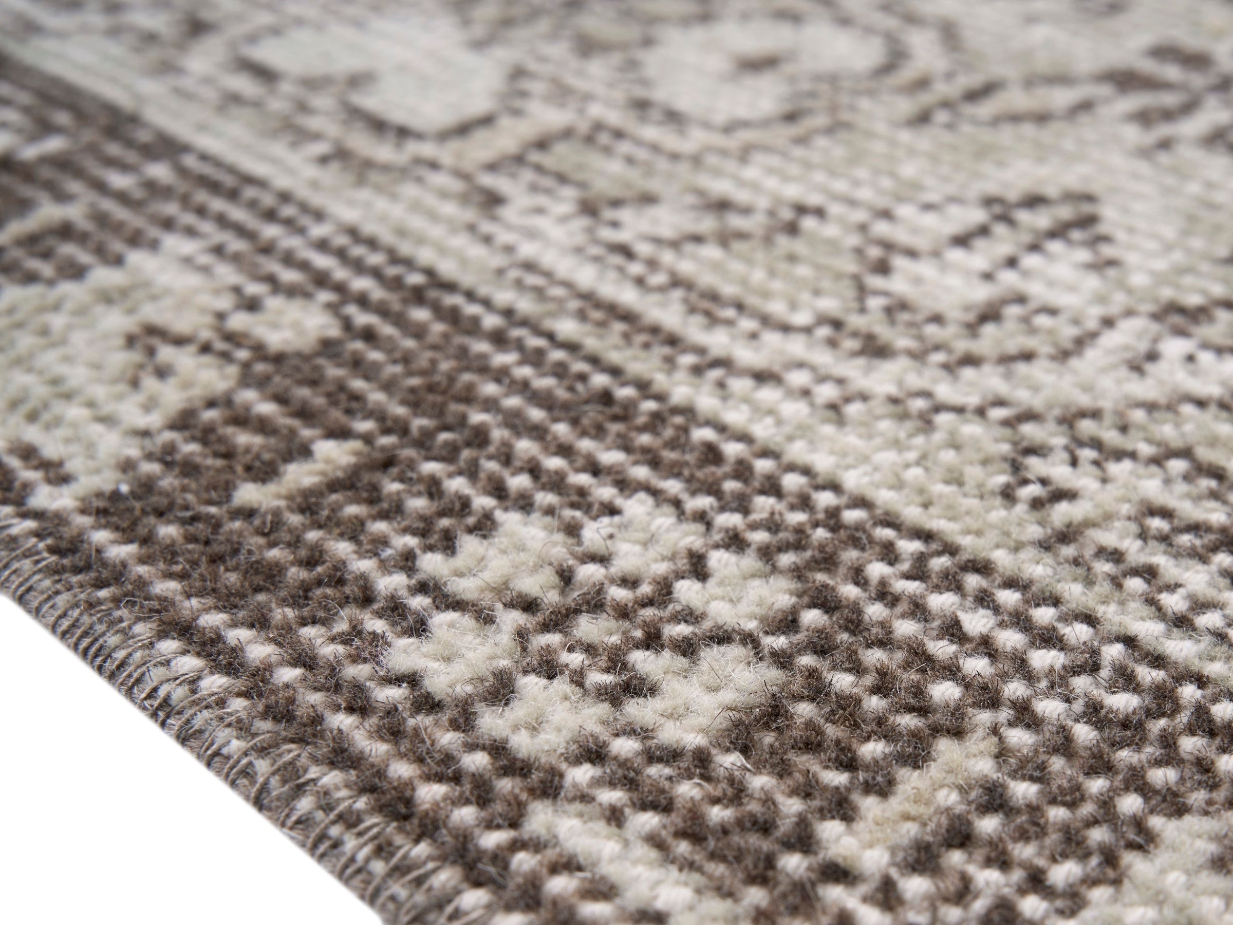 Turkish Isparta area rug in cream and taupe, view 6 of 10