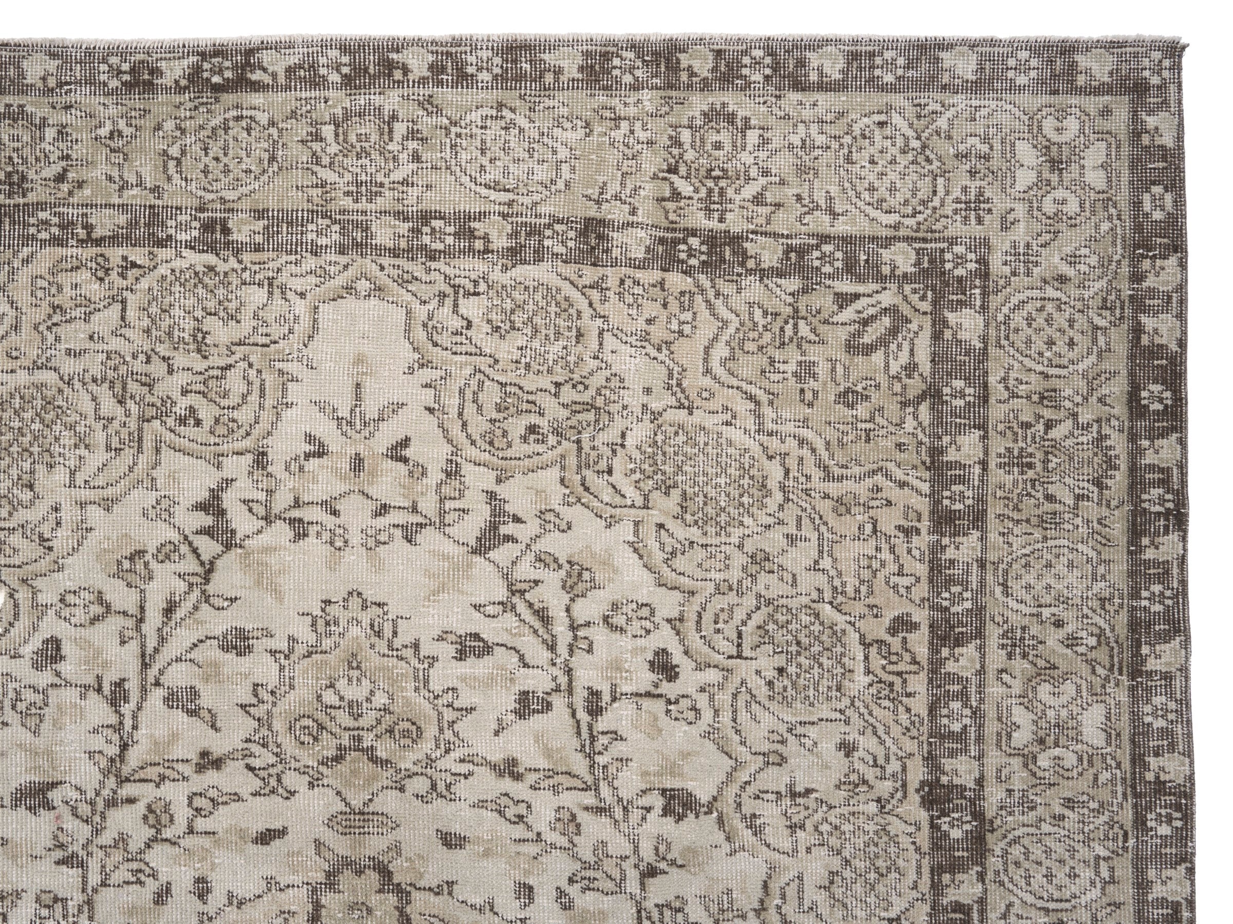 Turkish Isparta area rug in cream and taupe, view 8 of 10
