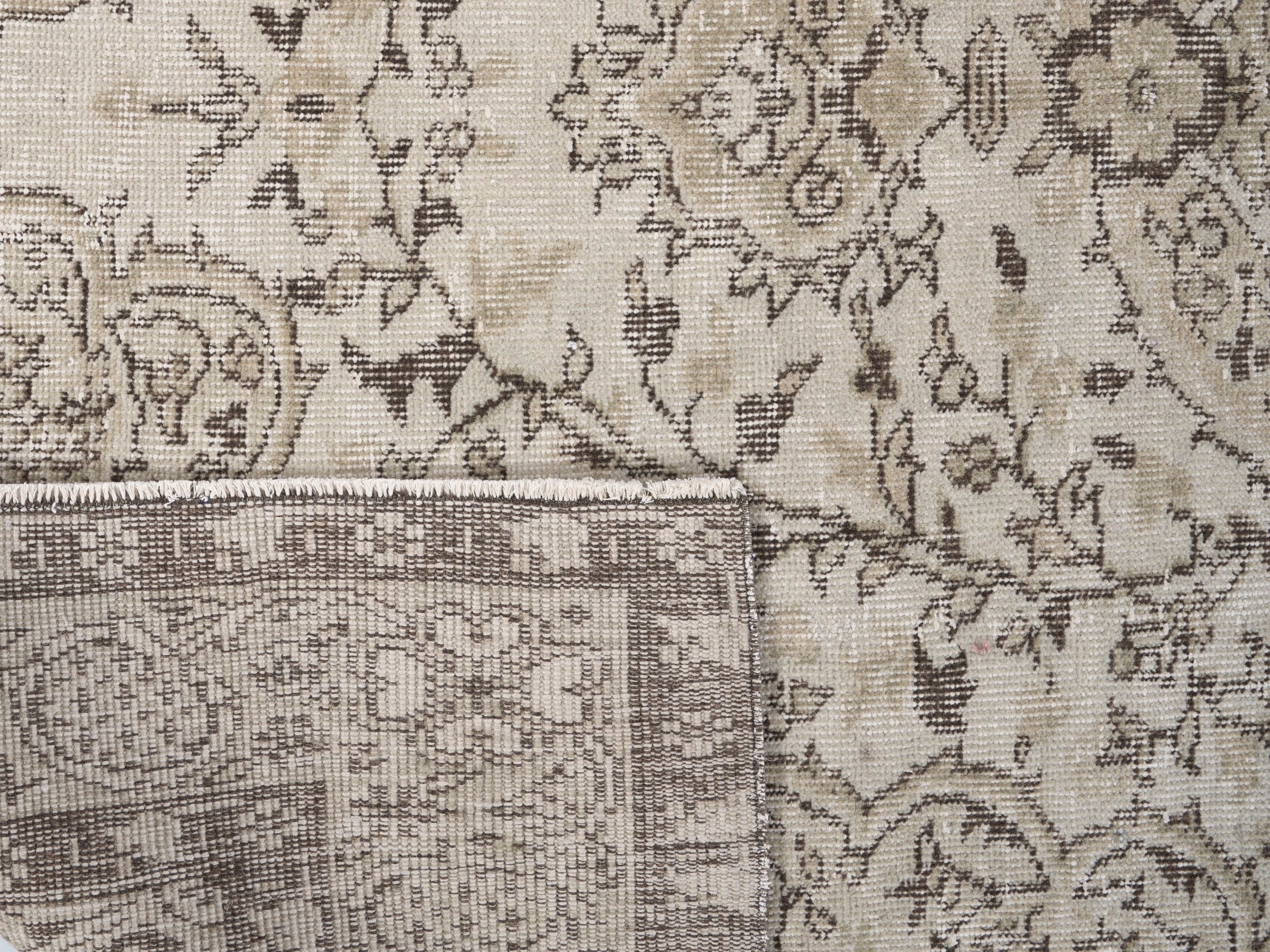 Turkish Isparta area rug in cream and taupe, view 10 of 10