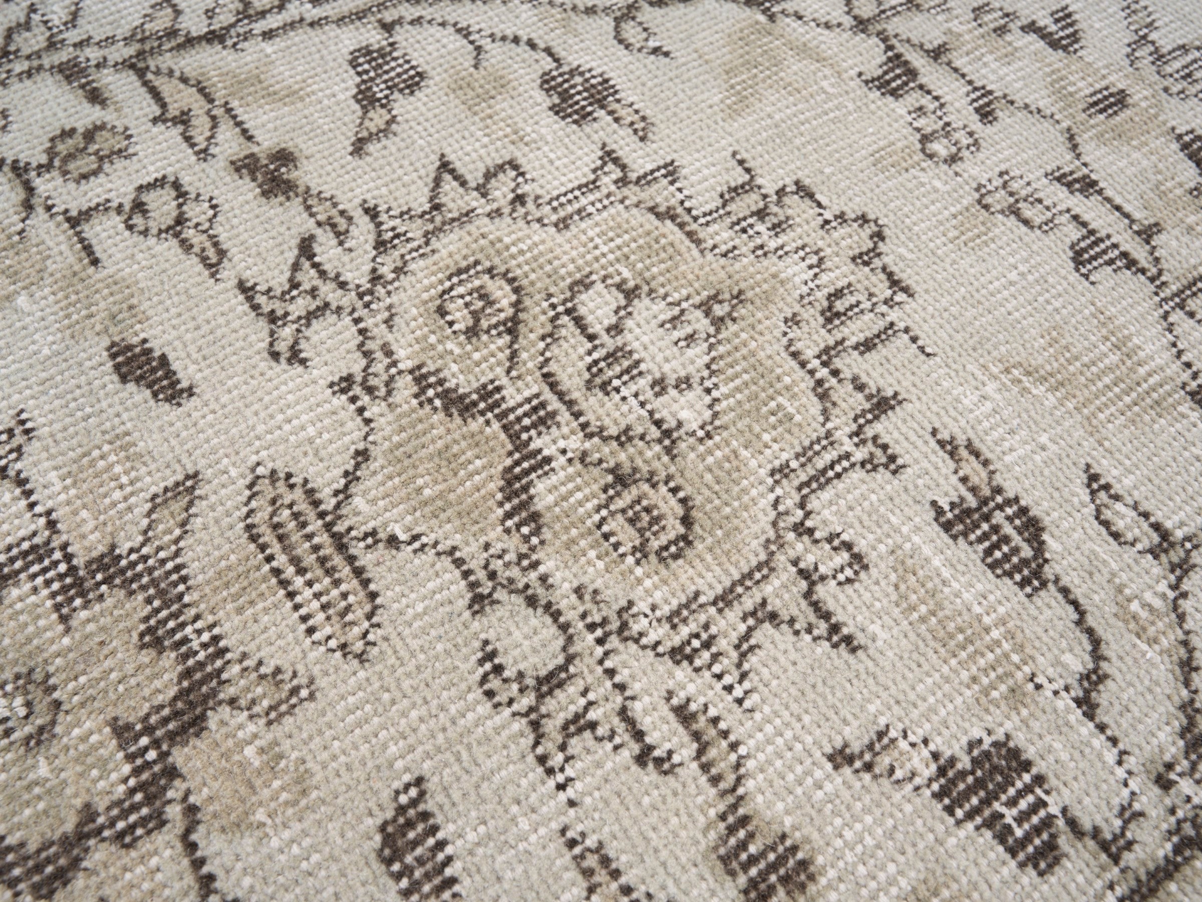 Turkish Isparta area rug in cream and taupe, view 7 of 10