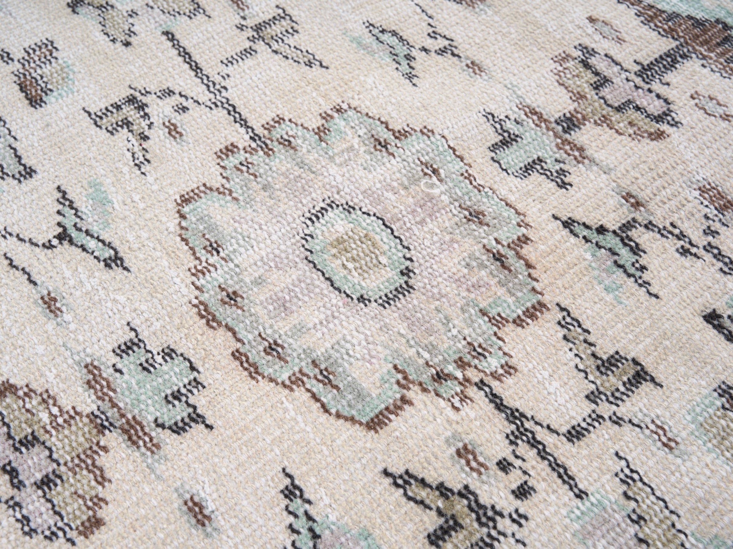 Turkish Manisa area rug in ivory and greige, view 7 of 10