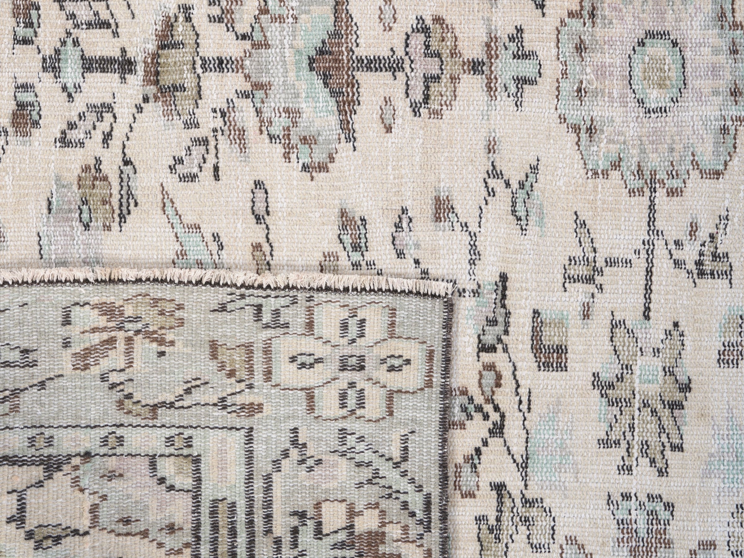 Turkish Manisa area rug in ivory and greige, view 10 of 10