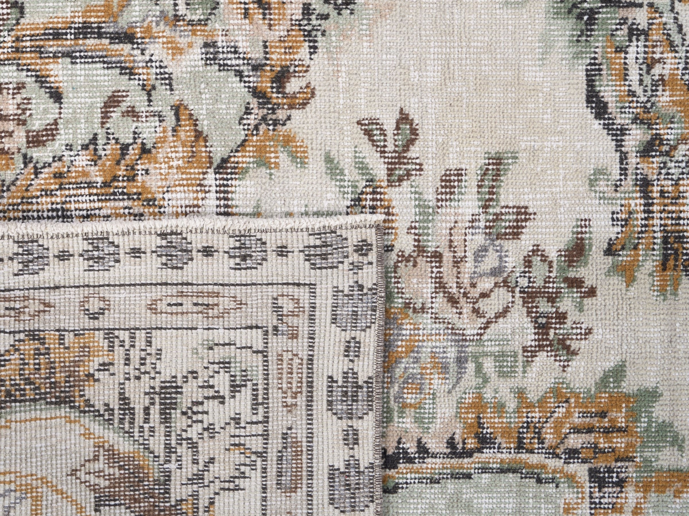 Turkish Isparta area rug in cream and antique gold, view 10 of 10