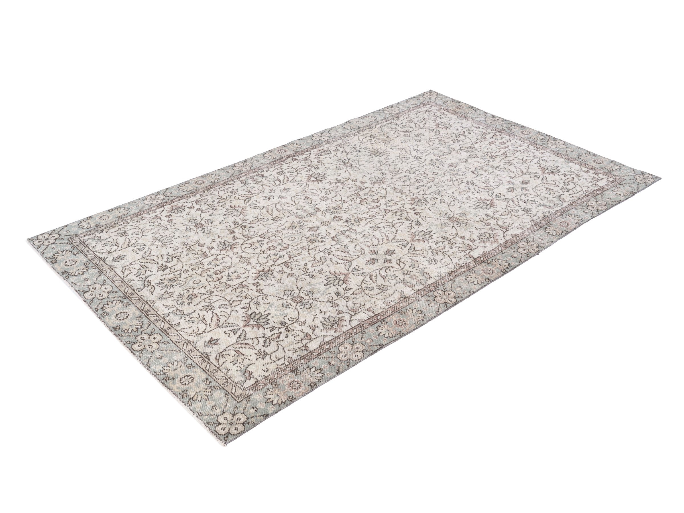 Turkish Isparta area rug in cream and greige, view 3 of 10