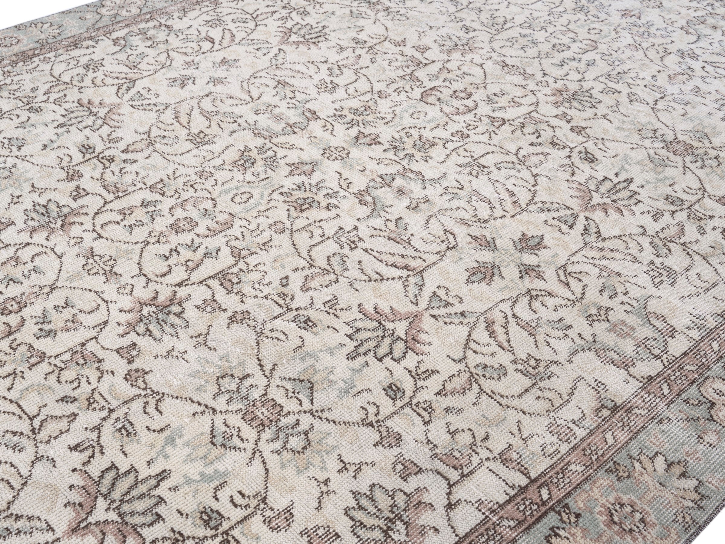 Turkish Isparta area rug in cream and greige, view 5 of 10