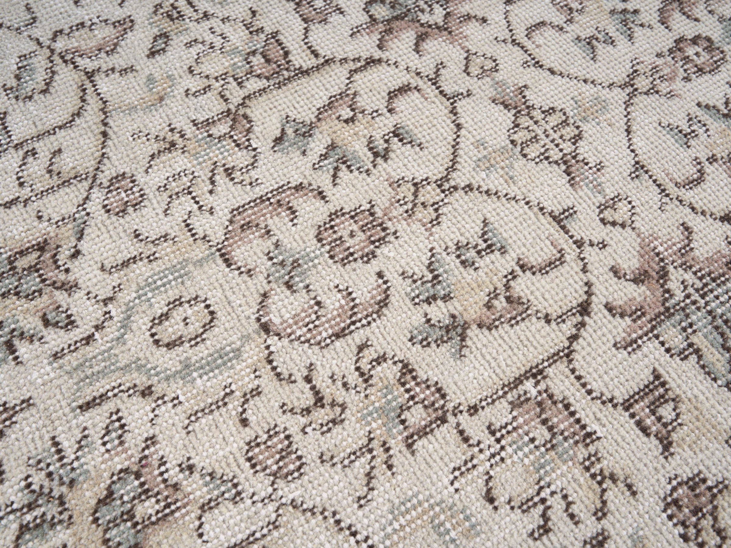 Turkish Isparta area rug in cream and greige, view 7 of 10