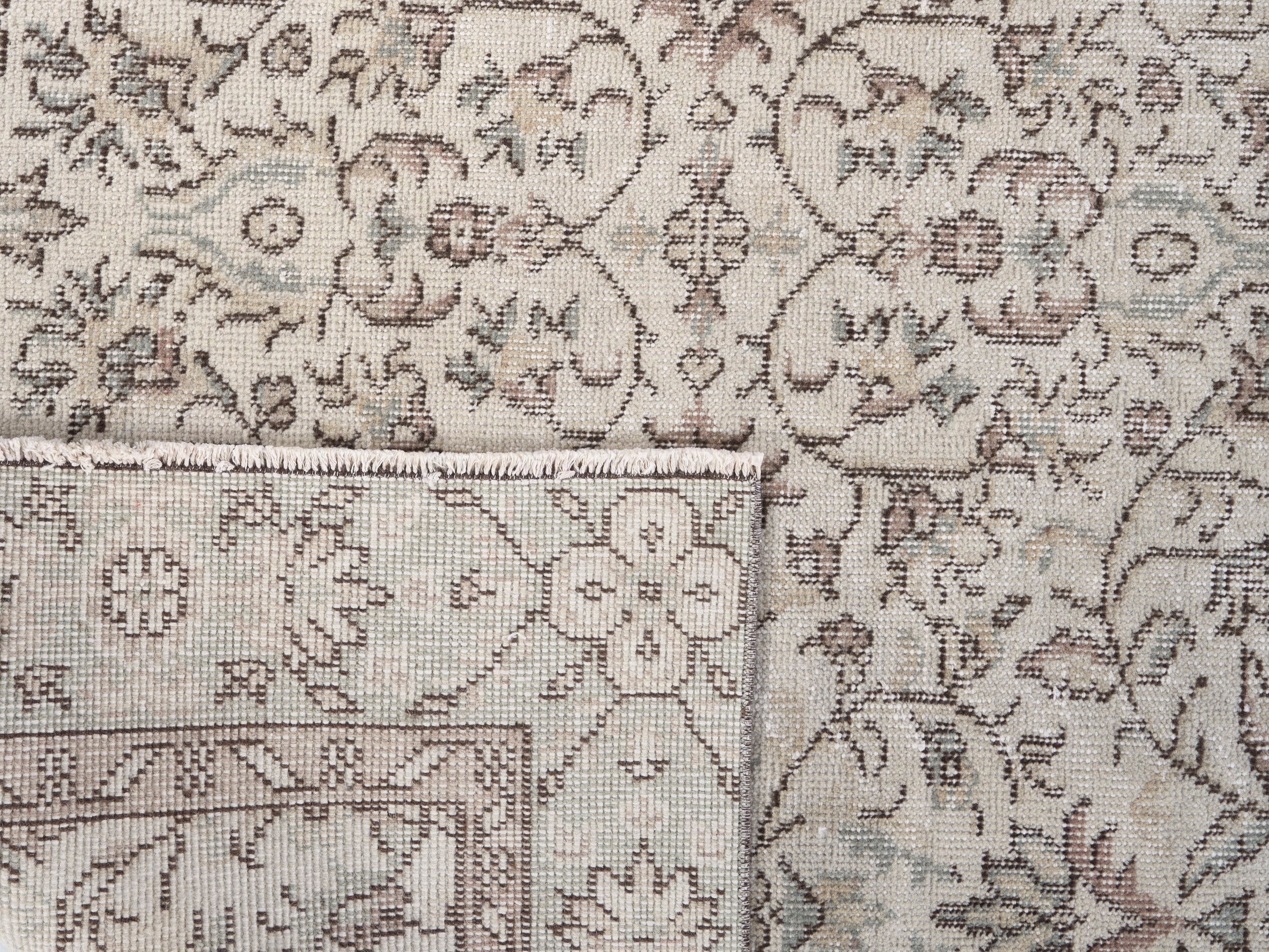 Turkish Isparta area rug in cream and greige, view 10 of 10