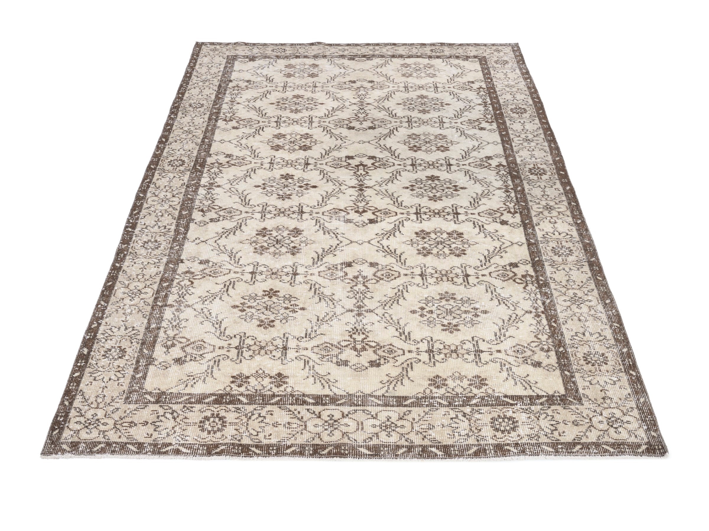 Turkish Isparta area rug in cream and taupe, view 2 of 10