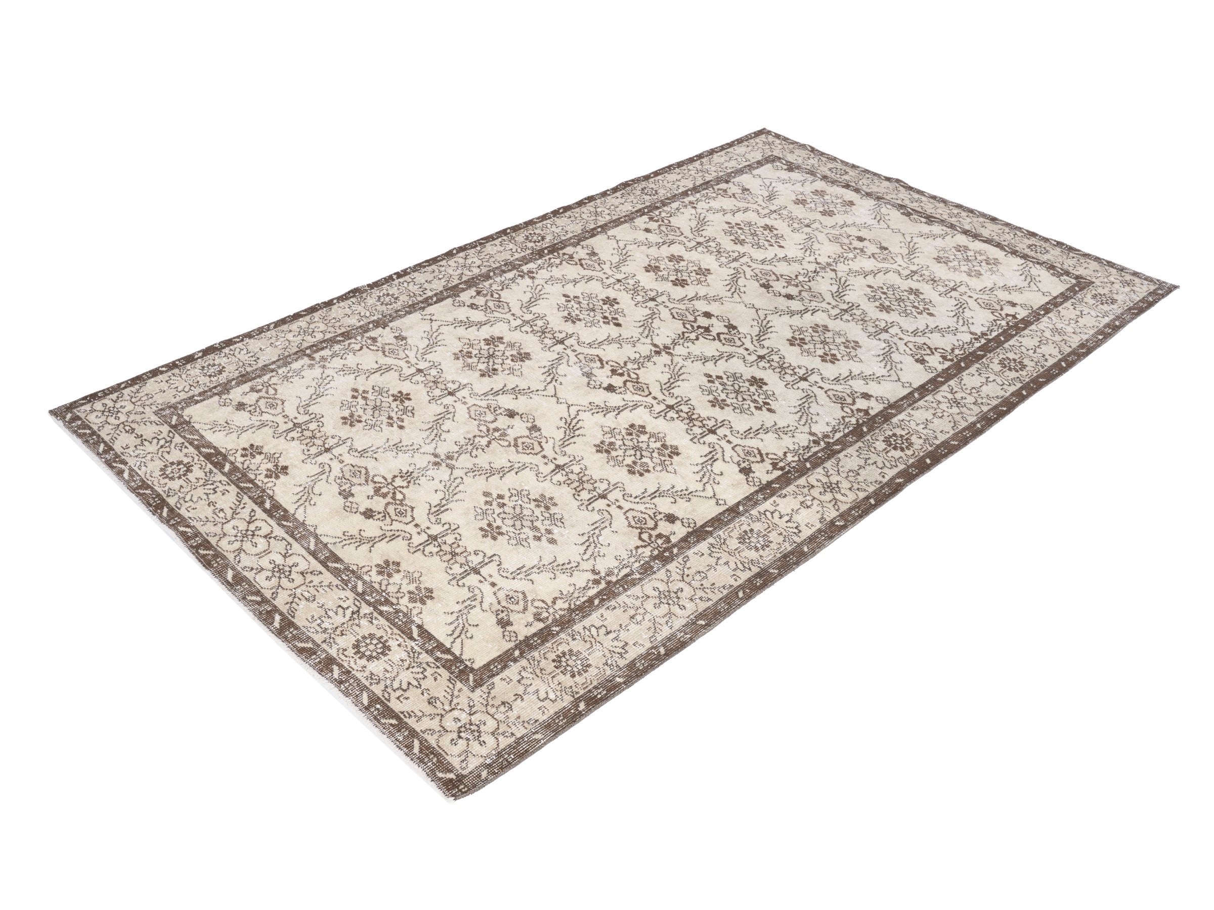Turkish Isparta area rug in cream and taupe, view 3 of 10