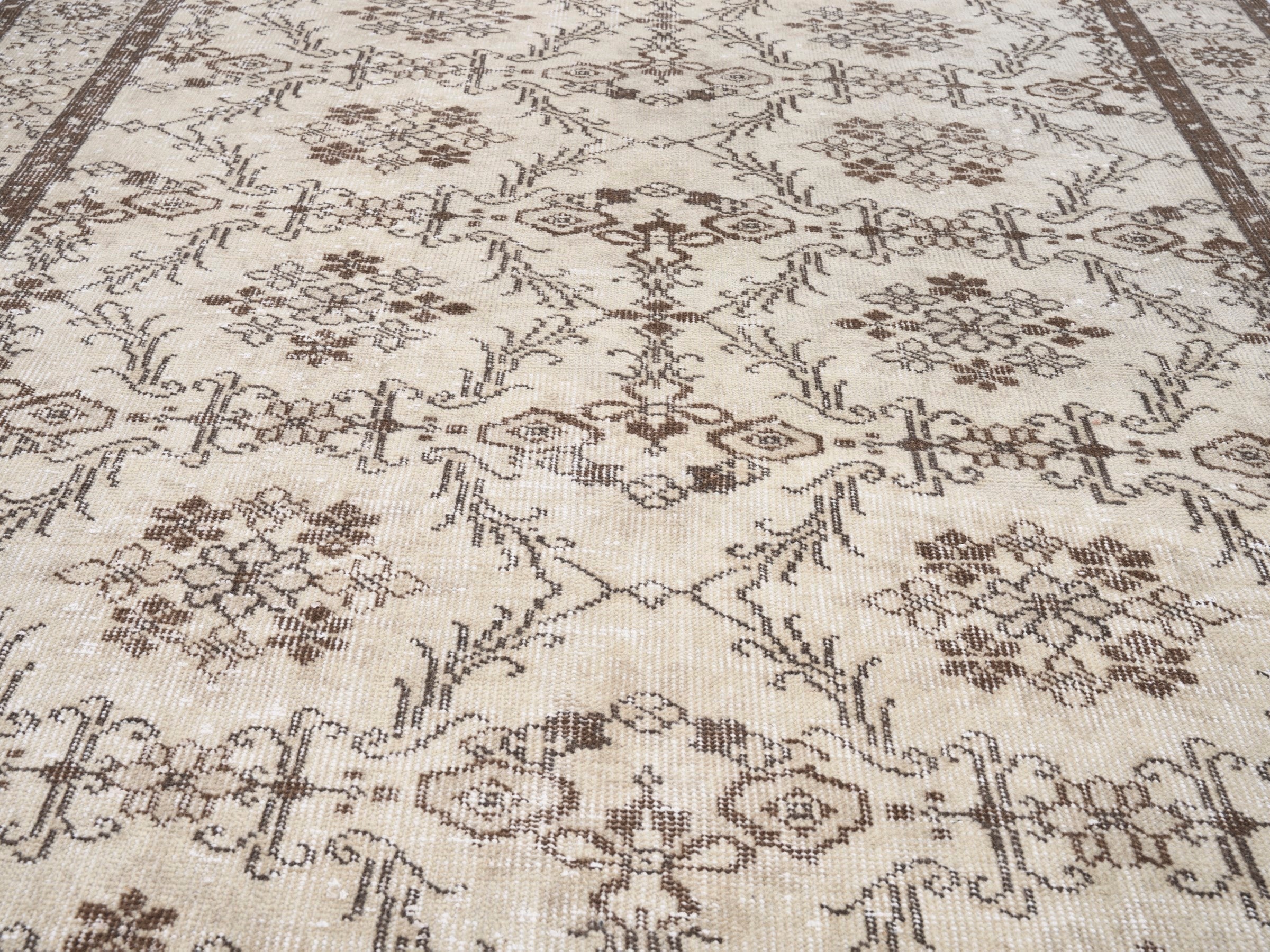 Turkish Isparta area rug in cream and taupe, view 4 of 10