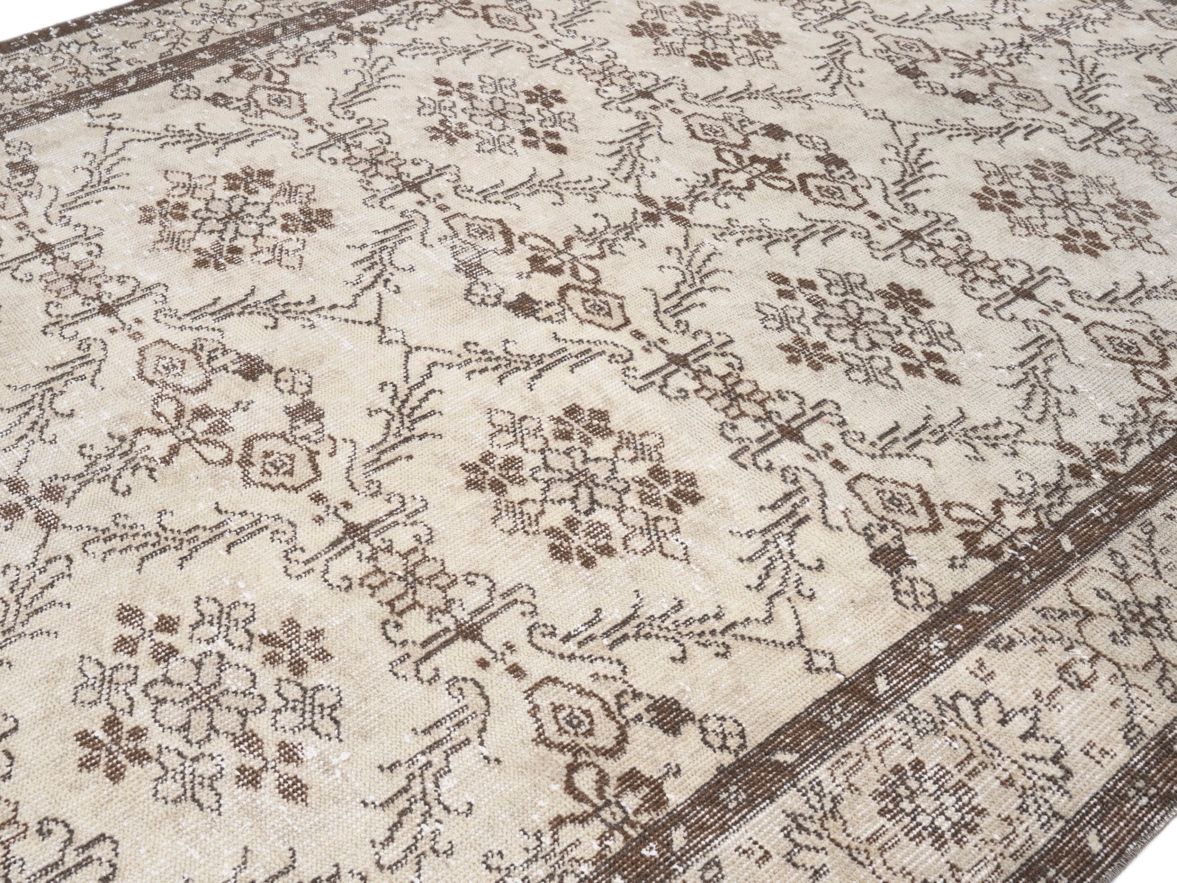 Turkish Isparta area rug in cream and taupe, view 5 of 10