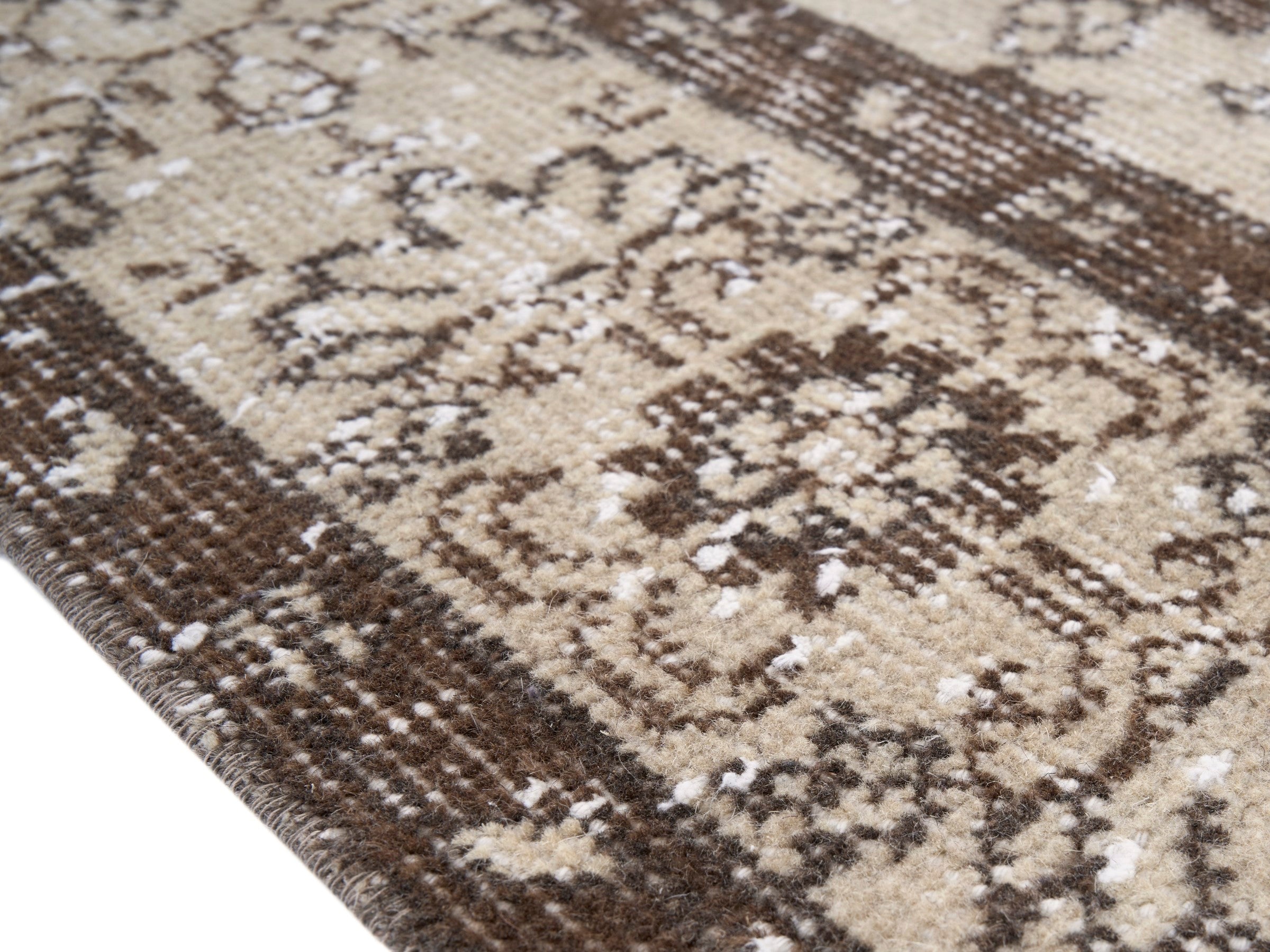 Turkish Isparta area rug in cream and taupe, view 6 of 10