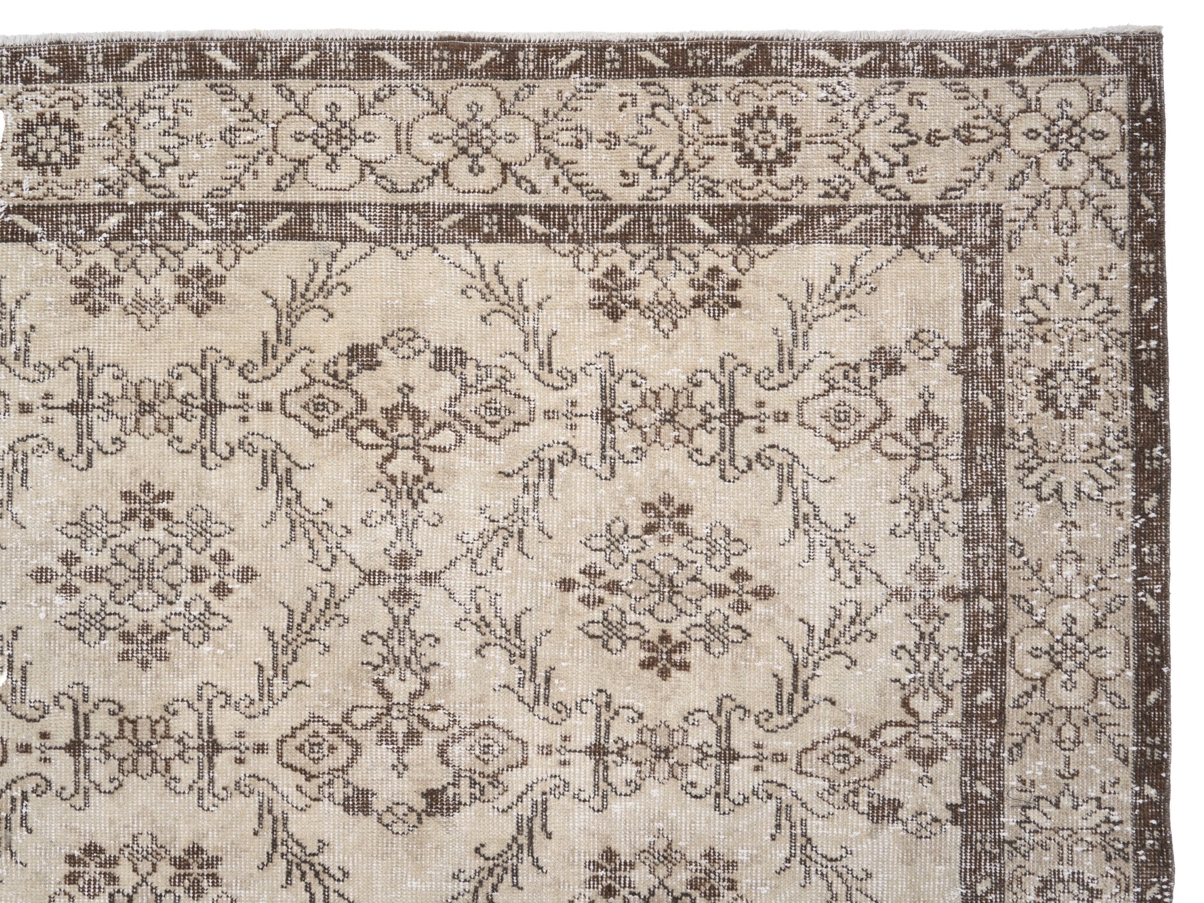Turkish Isparta area rug in cream and taupe, view 8 of 10