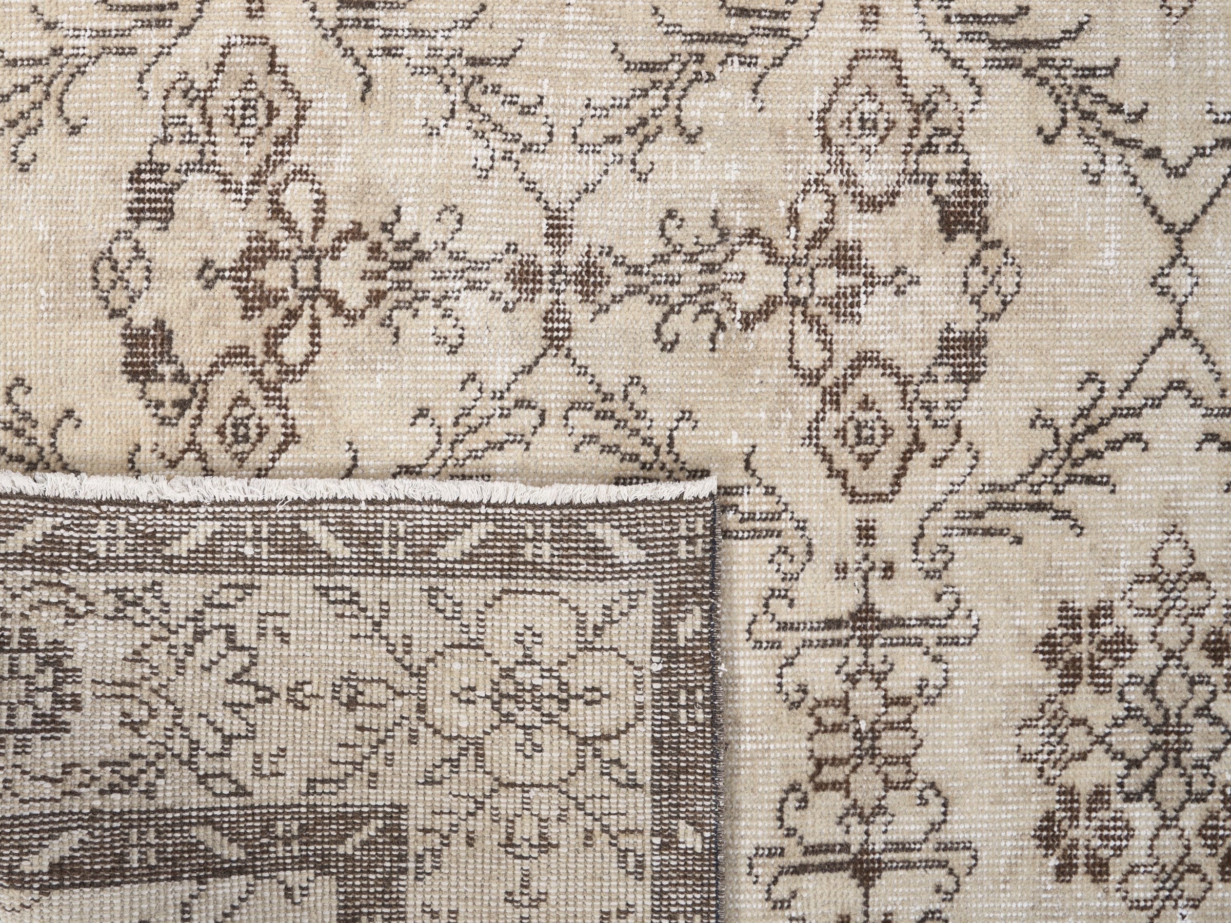 Turkish Isparta area rug in cream and taupe, view 10 of 10