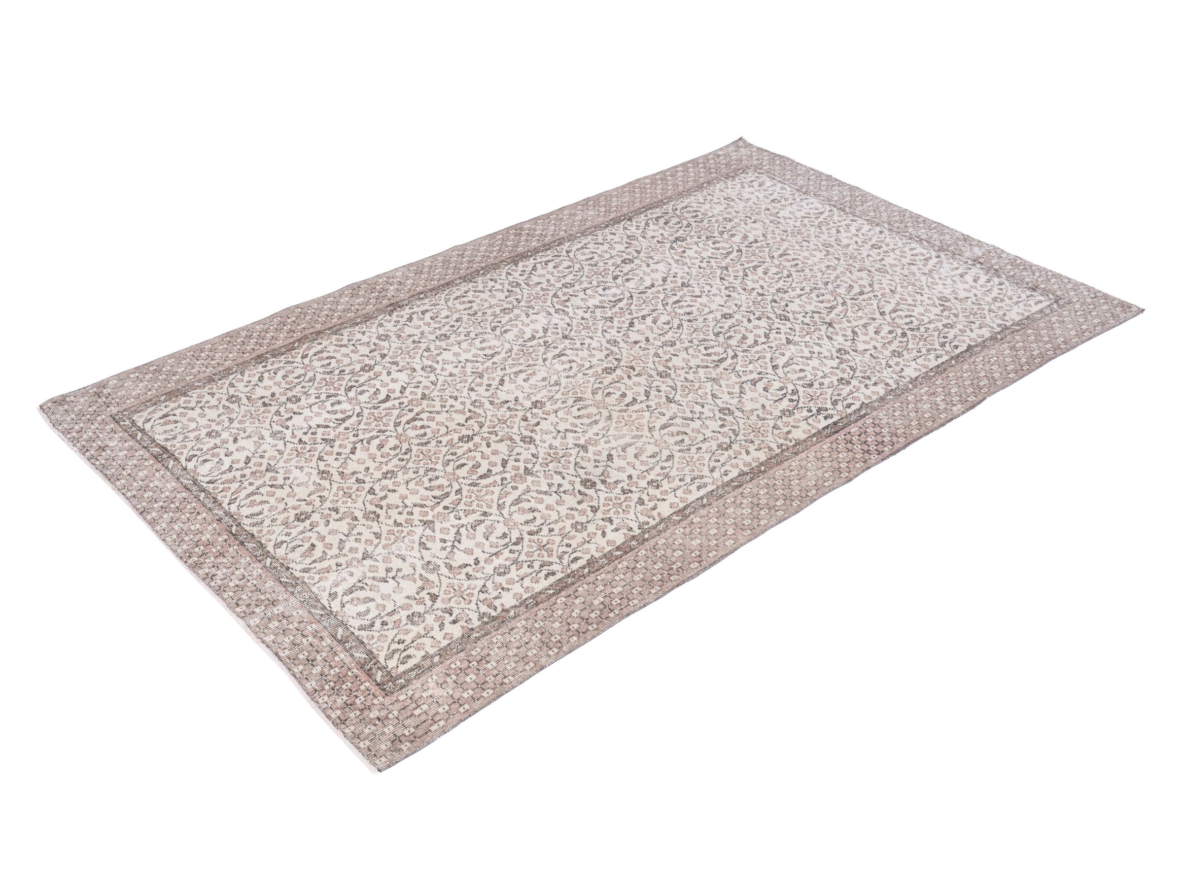 Turkish Isparta area rug in ivory and greige, view 3 of 10