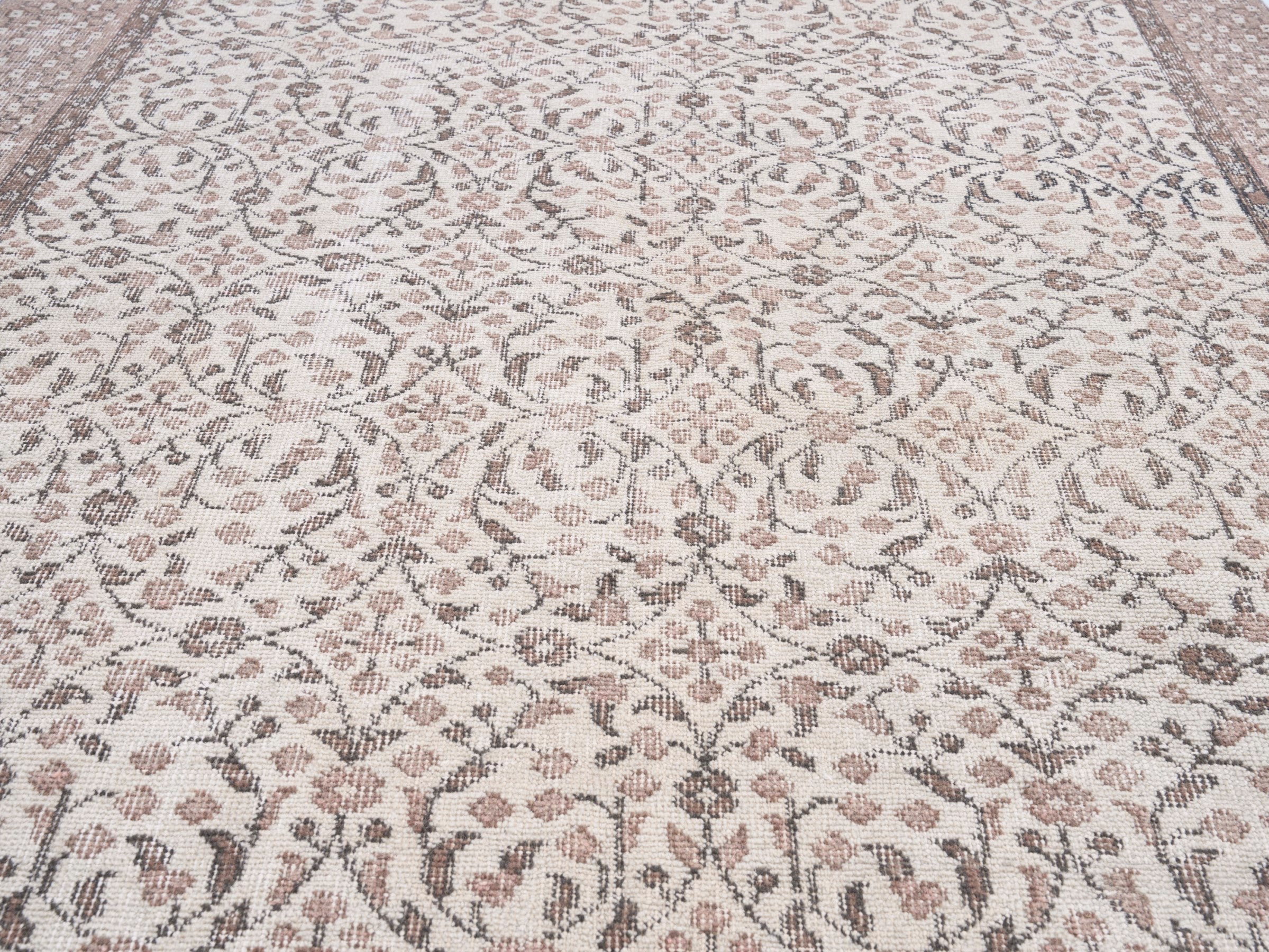 Turkish Isparta area rug in ivory and greige, view 4 of 10