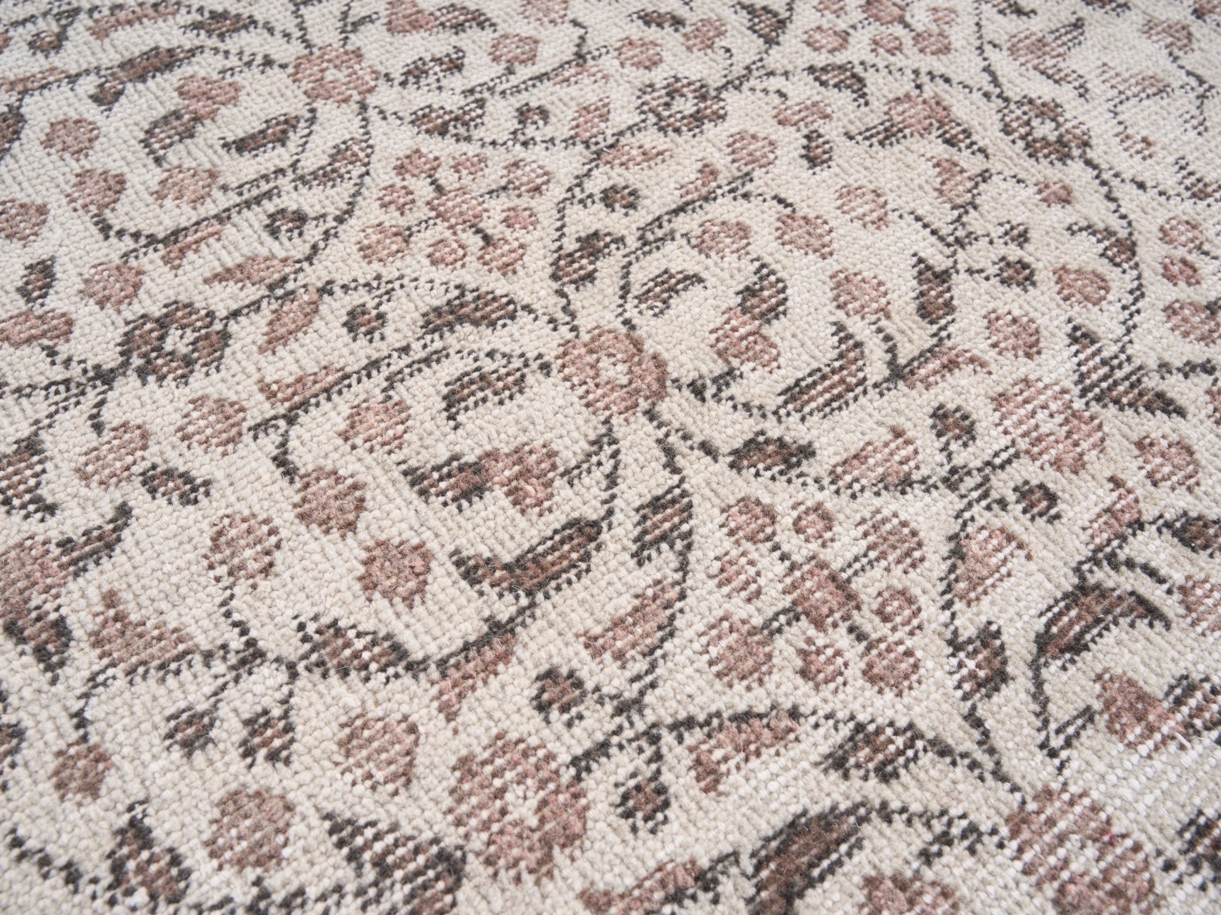 Turkish Isparta area rug in ivory and greige, view 7 of 10