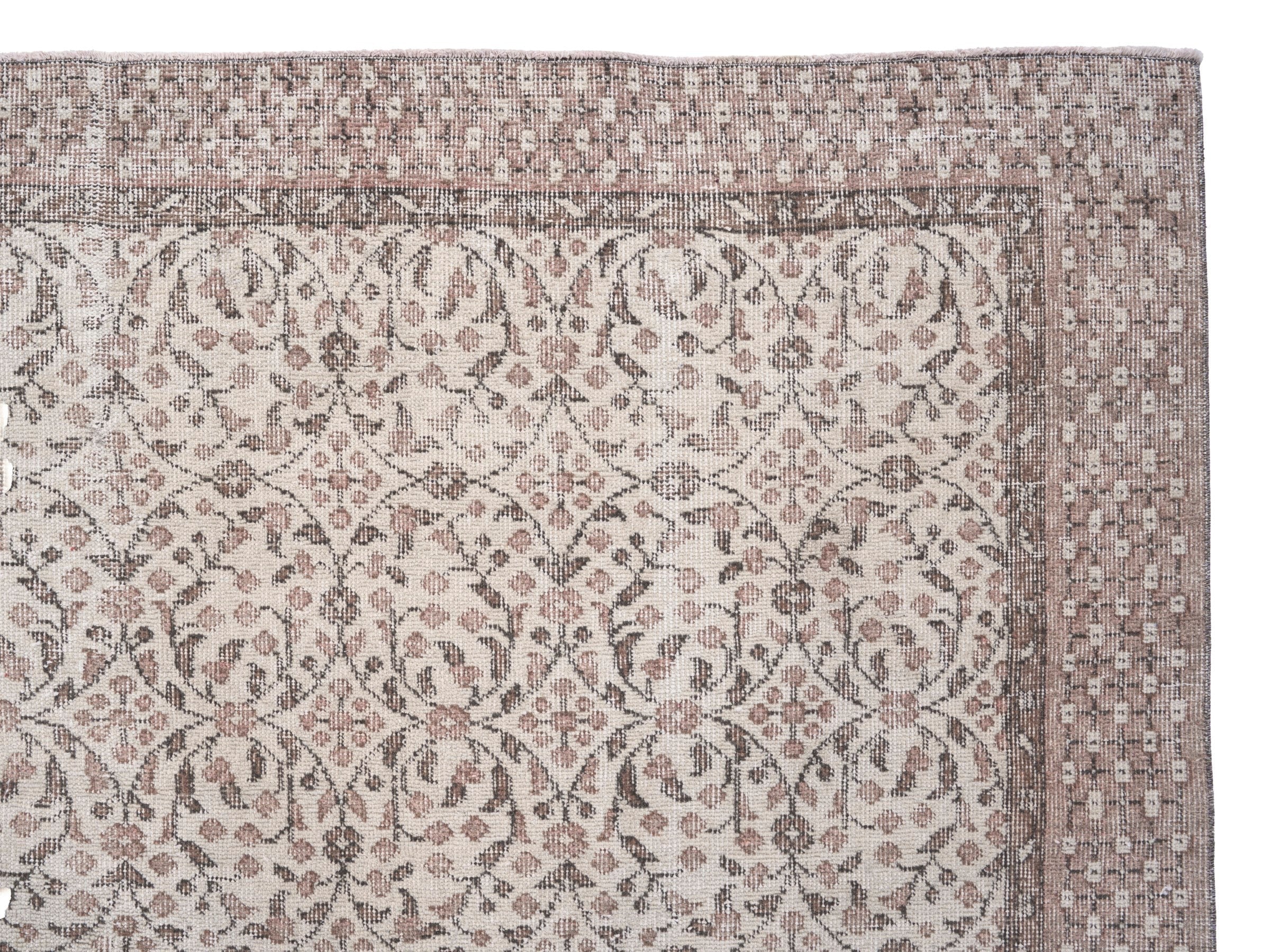 Turkish Isparta area rug in ivory and greige, view 8 of 10