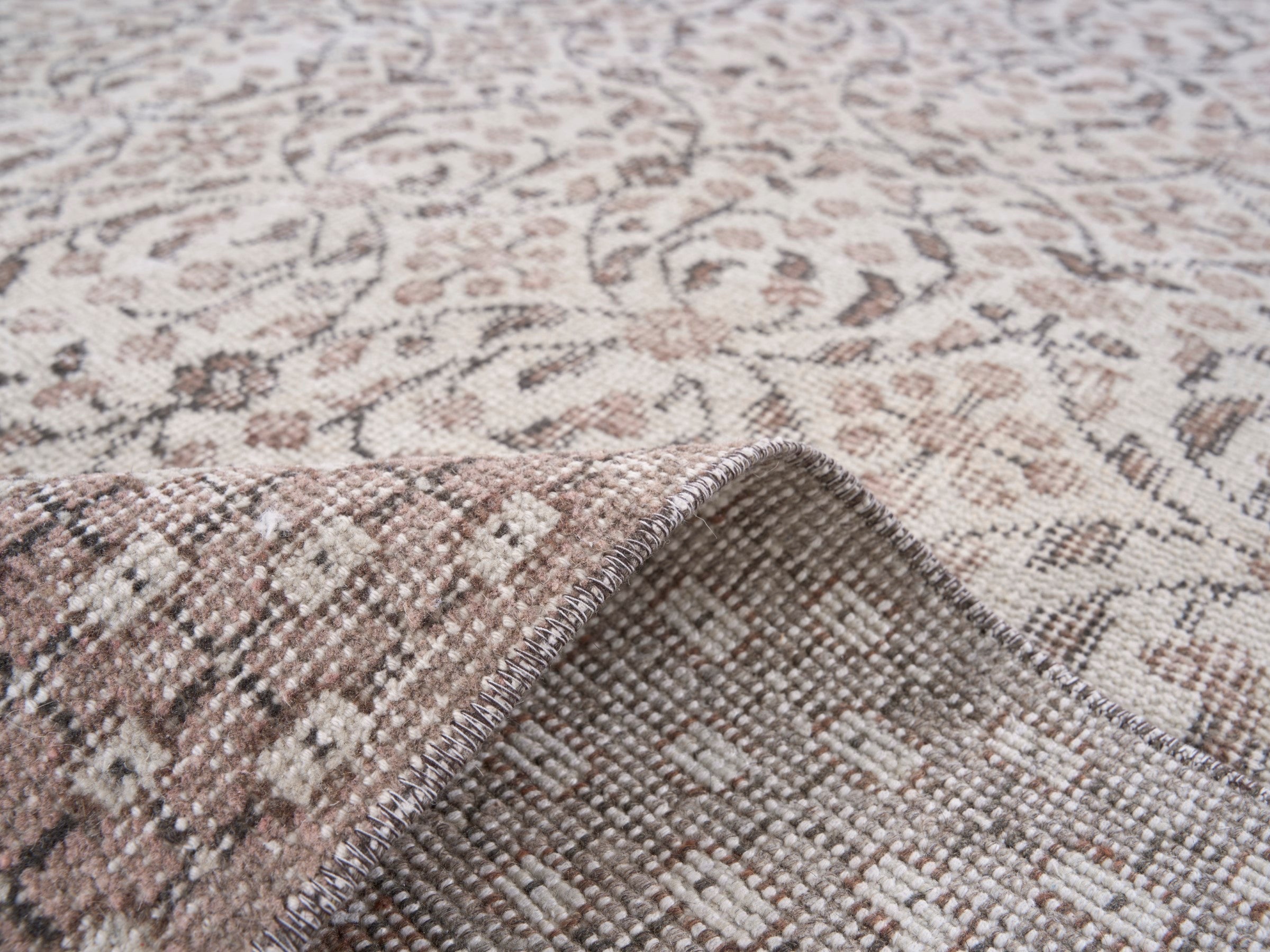 Turkish Isparta area rug in ivory and greige, view 9 of 10